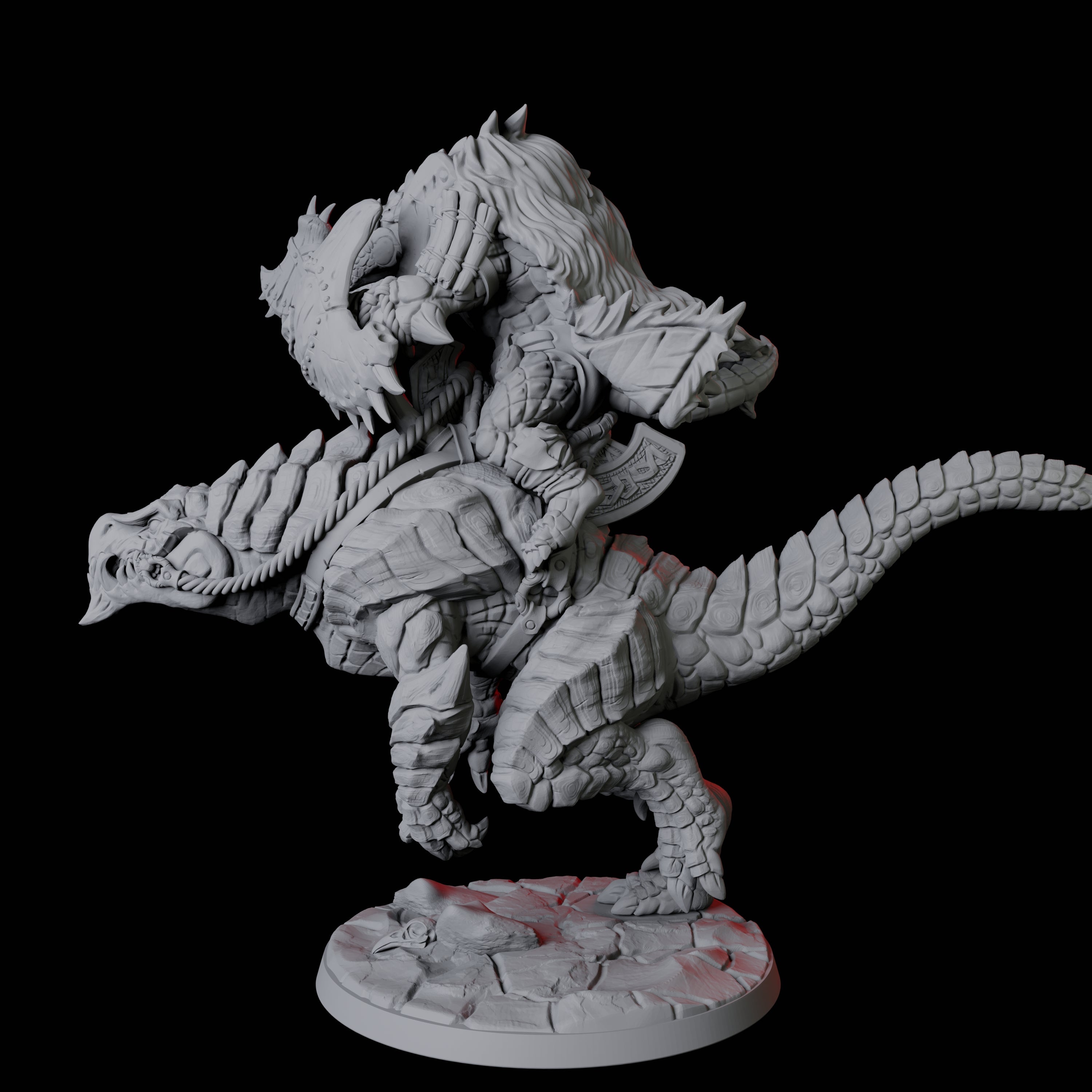 Frost Lizardfolk Warrior Rider C Miniature for Dungeons and Dragons, Pathfinder or other TTRPGs