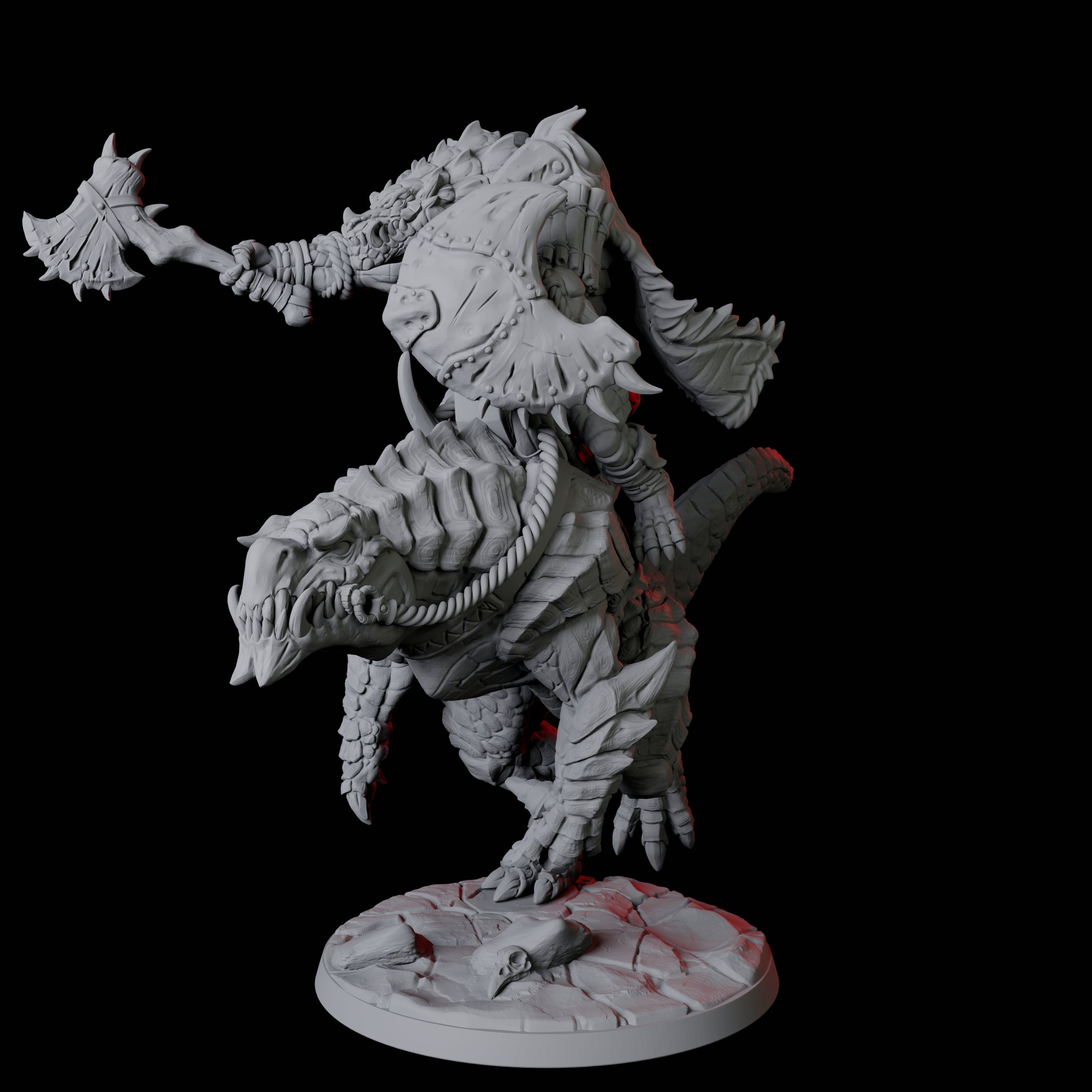 Frost Lizardfolk Warrior Rider C Miniature for Dungeons and Dragons, Pathfinder or other TTRPGs