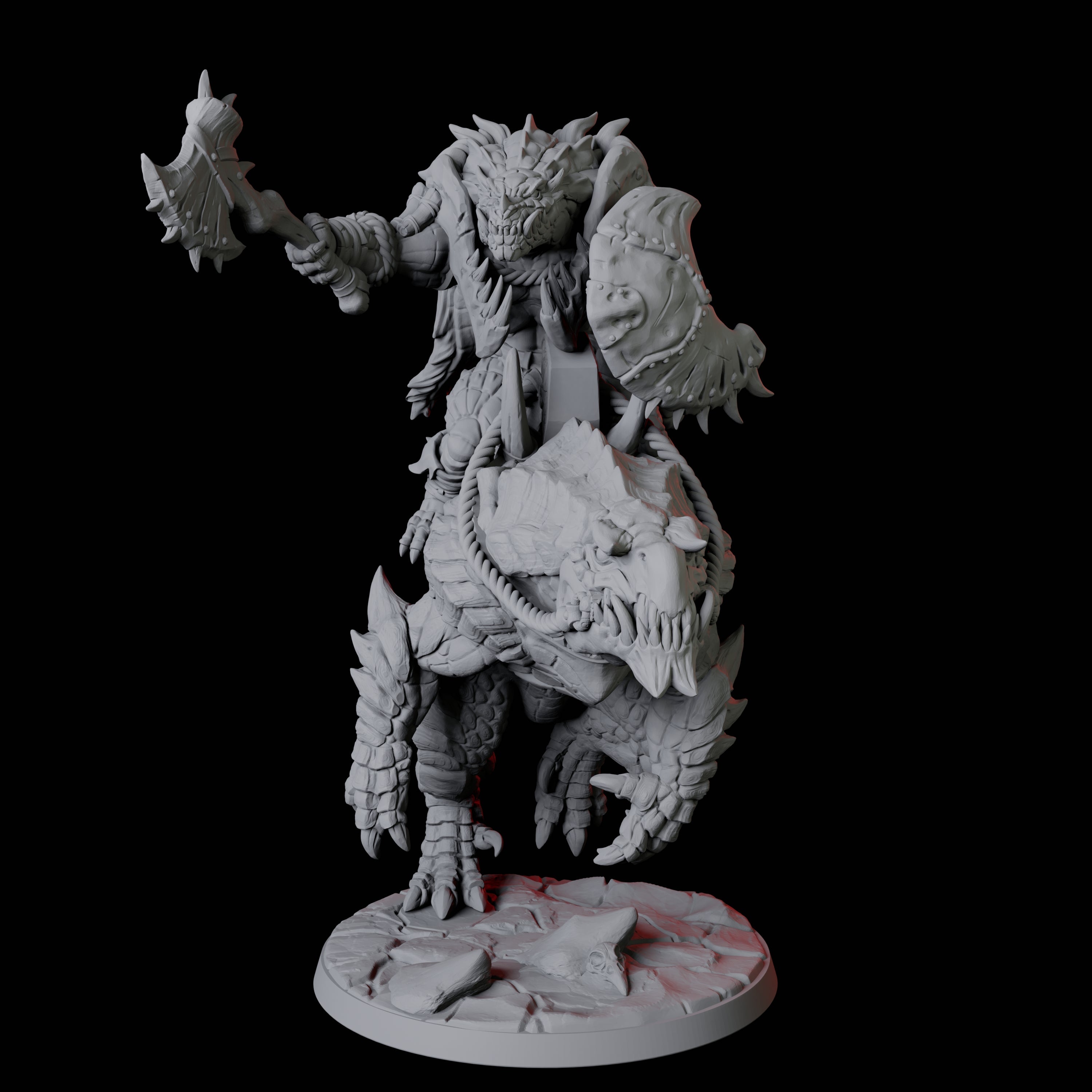 Frost Lizardfolk Warrior Rider C Miniature for Dungeons and Dragons, Pathfinder or other TTRPGs