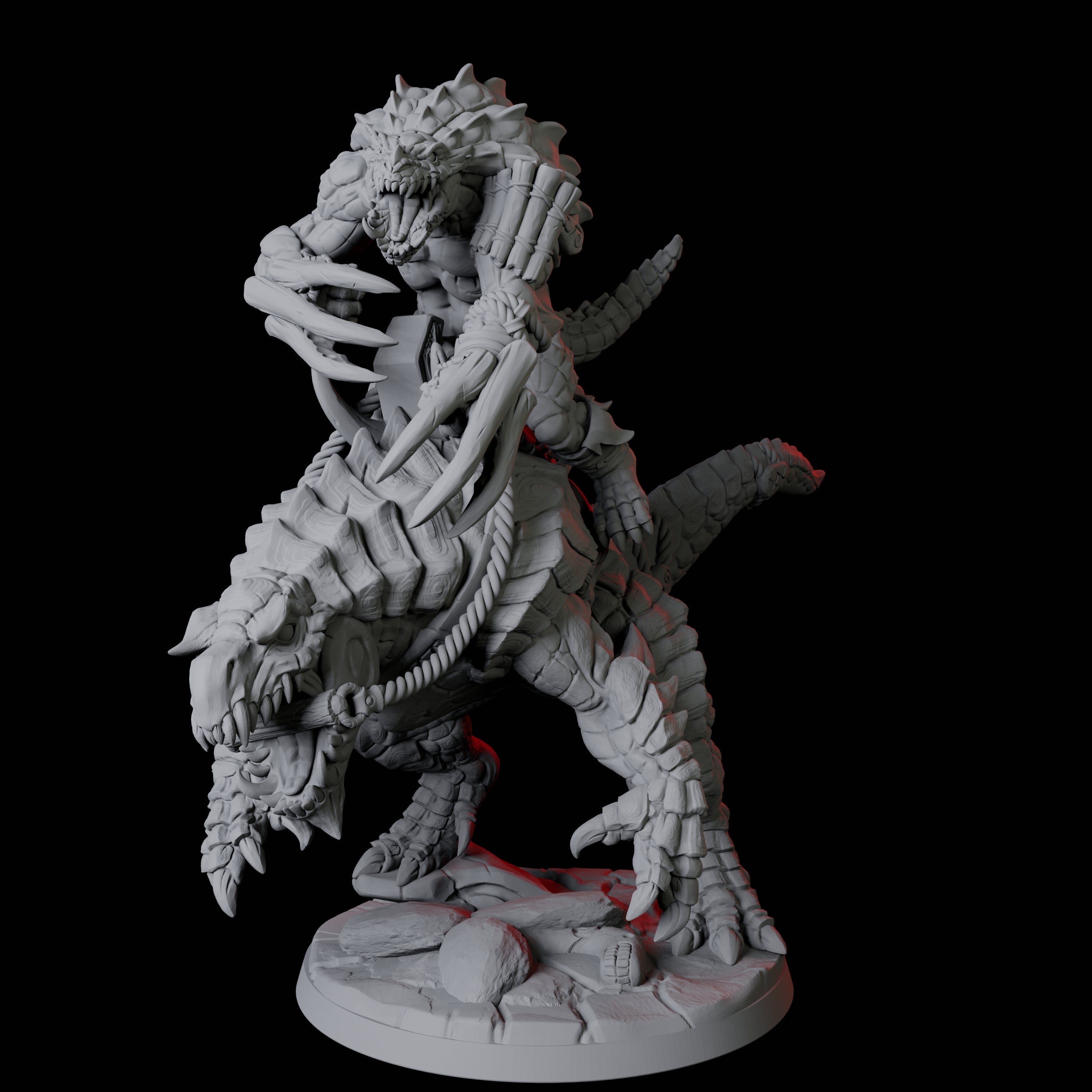 Frost Lizardfolk Warrior Rider D Miniature for Dungeons and Dragons, Pathfinder or other TTRPGs