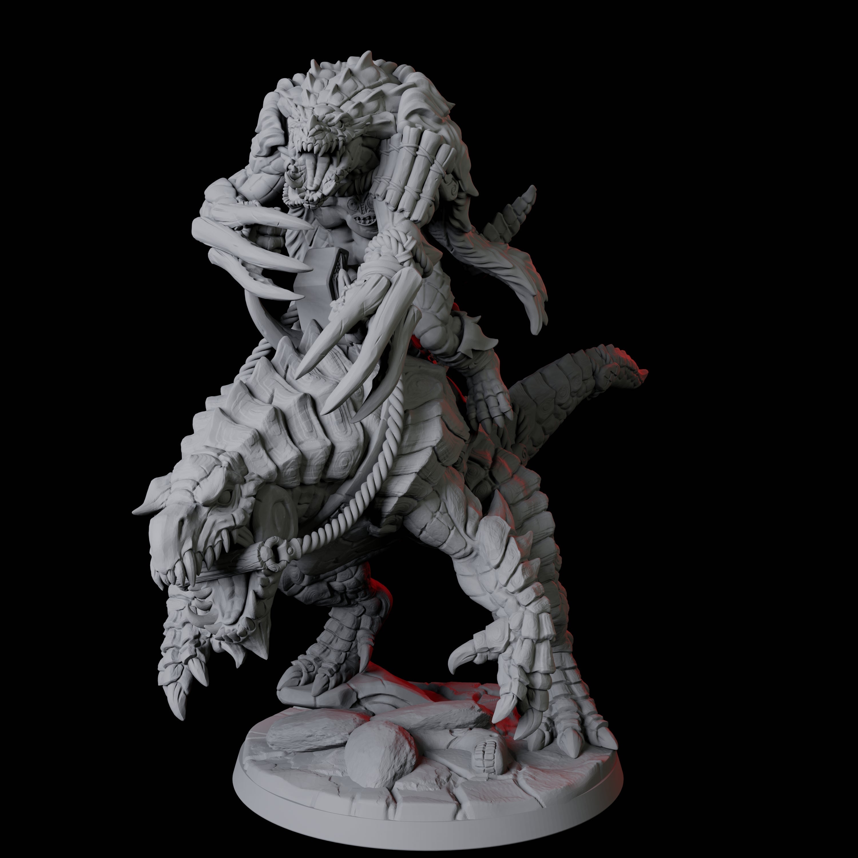 Frost Lizardfolk Warrior Rider D Miniature for Dungeons and Dragons, Pathfinder or other TTRPGs