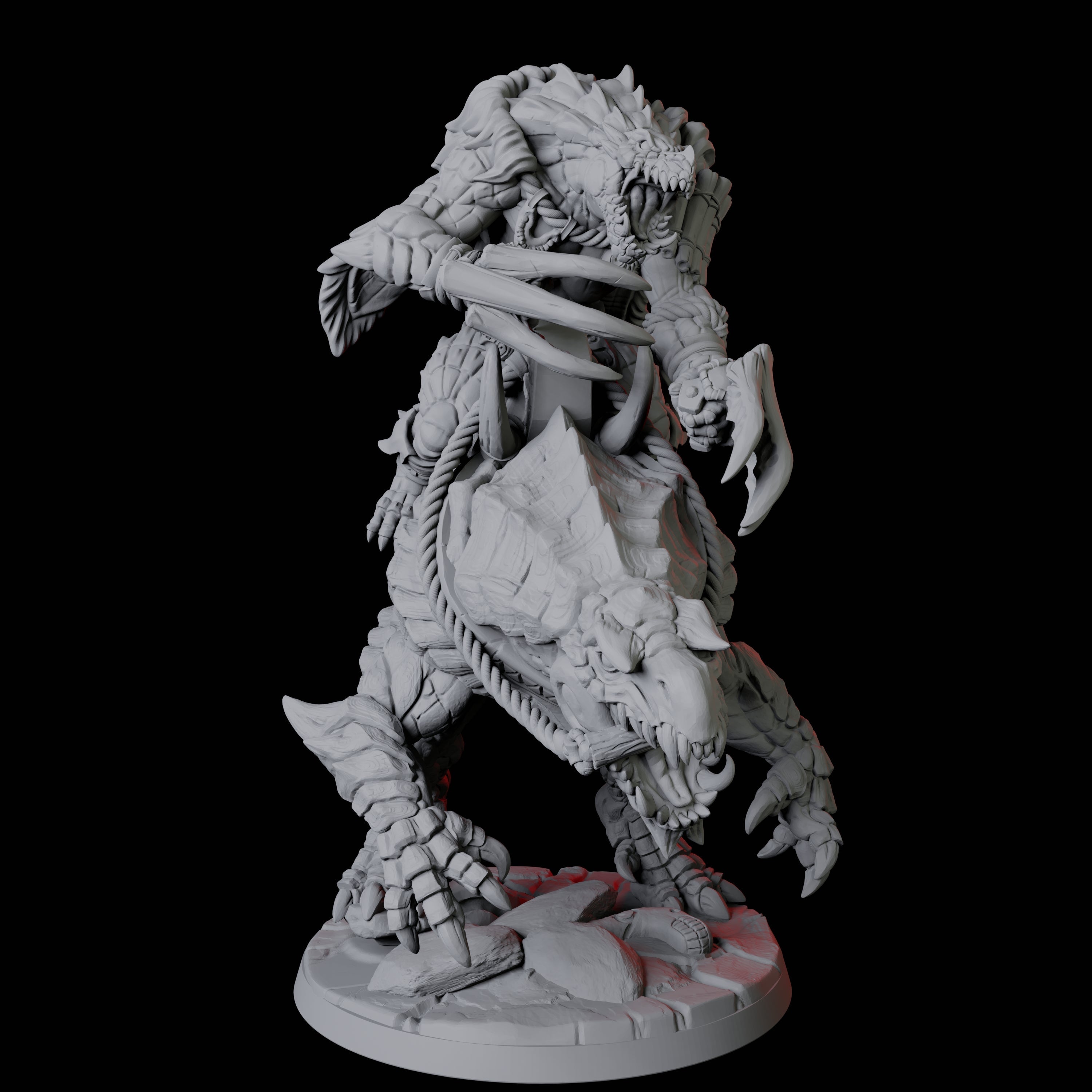 Frost Lizardfolk Warrior Rider D Miniature for Dungeons and Dragons, Pathfinder or other TTRPGs