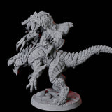 Frost Lizardfolk Warrior Rider D Miniature for Dungeons and Dragons, Pathfinder or other TTRPGs