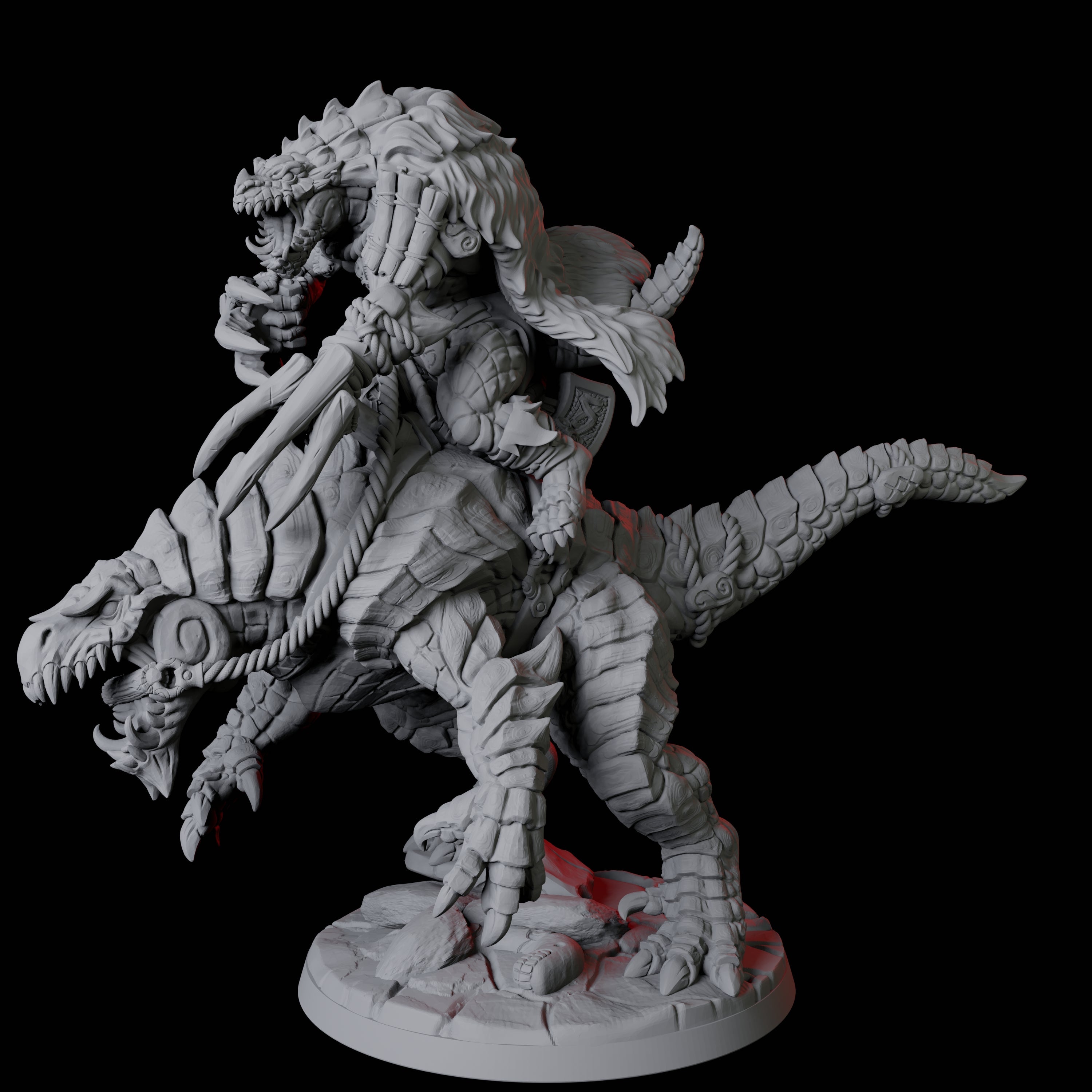 Frost Lizardfolk Warrior Rider D Miniature for Dungeons and Dragons, Pathfinder or other TTRPGs