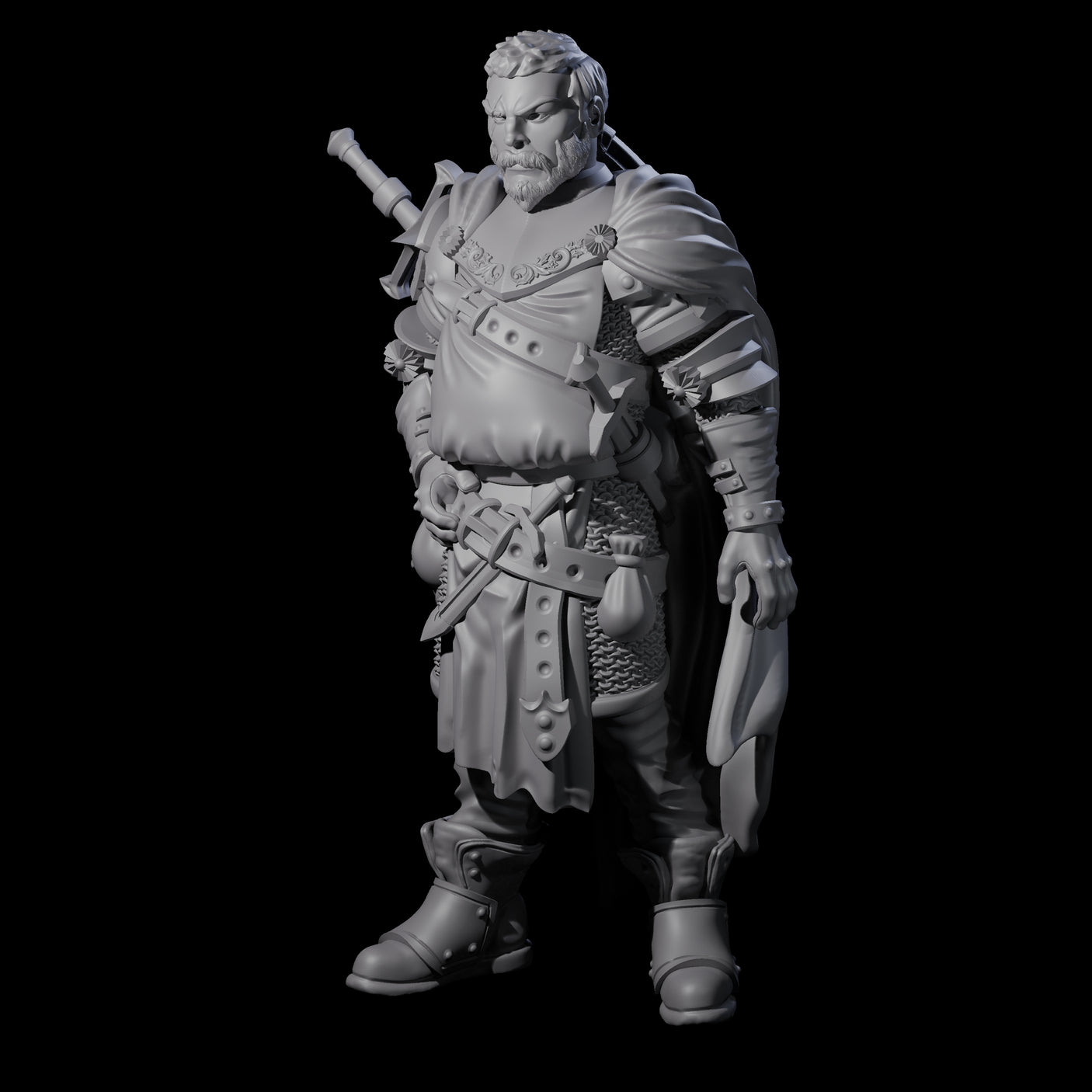 Frowning Scarred Veteran Miniature for Dungeons and Dragons, Pathfinder or other TTRPGs