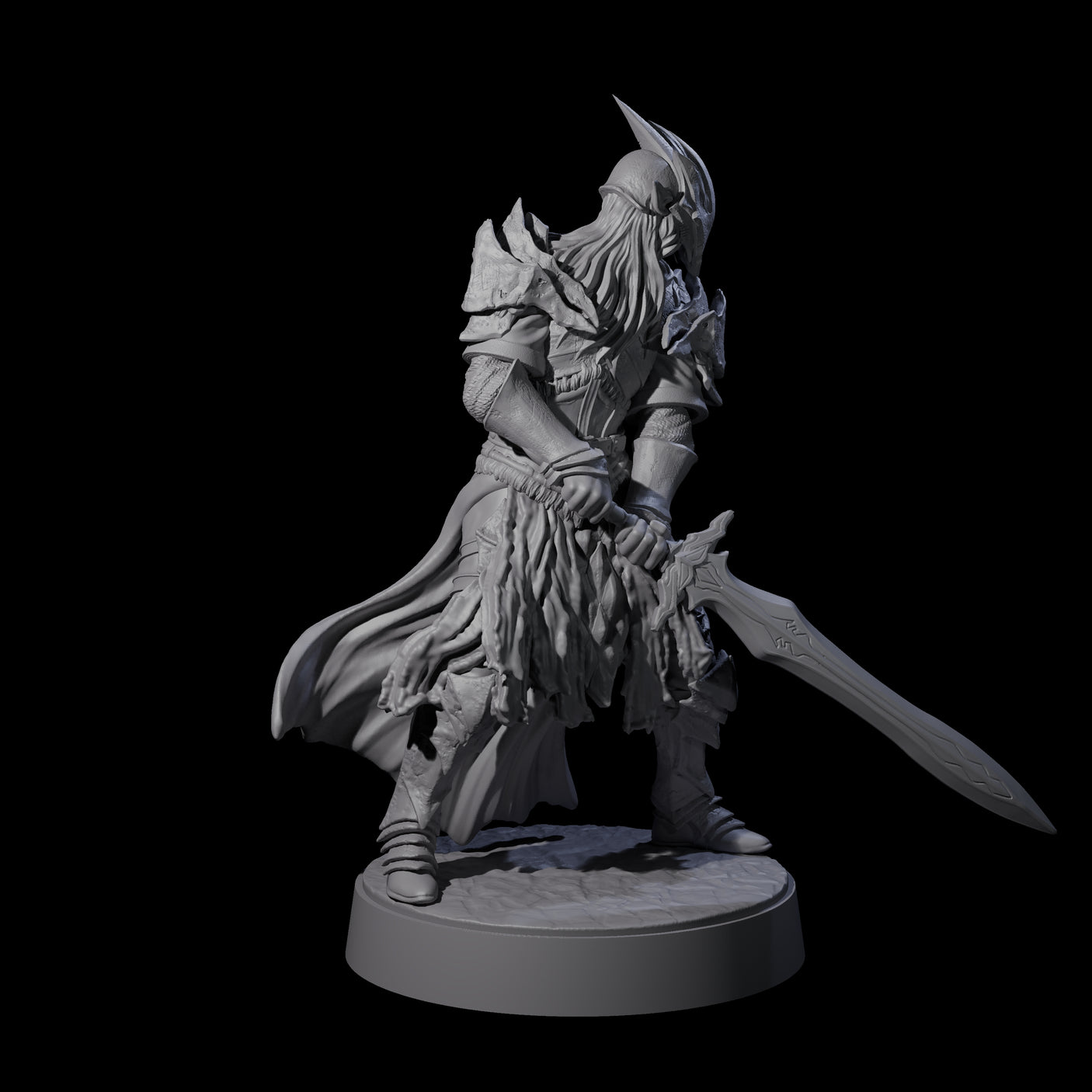 Full Helm Elf Blademaster A Miniature for Dungeons and Dragons, Pathfinder or other TTRPGs