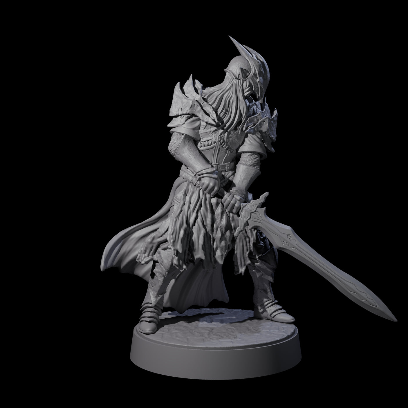 Full Helm Elf Blademaster A Miniature for Dungeons and Dragons, Pathfinder or other TTRPGs