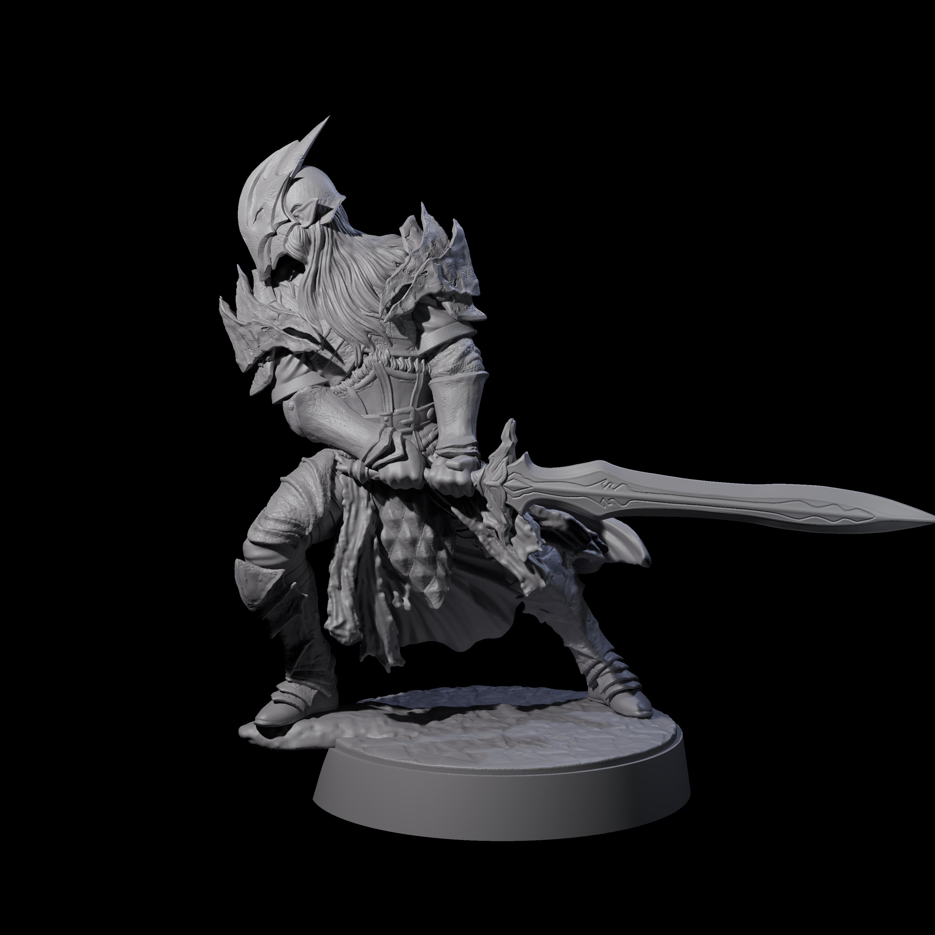 Full Helm Elf Blademaster C Miniature for Dungeons and Dragons, Pathfinder or other TTRPGs