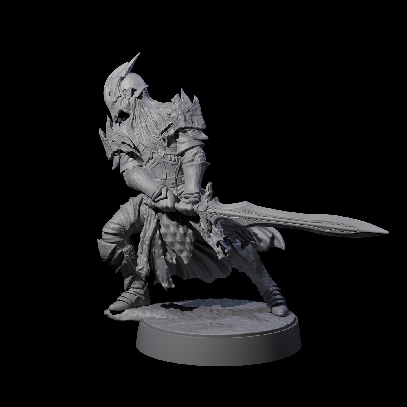 Full Helm Elf Blademaster C Miniature for Dungeons and Dragons, Pathfinder or other TTRPGs
