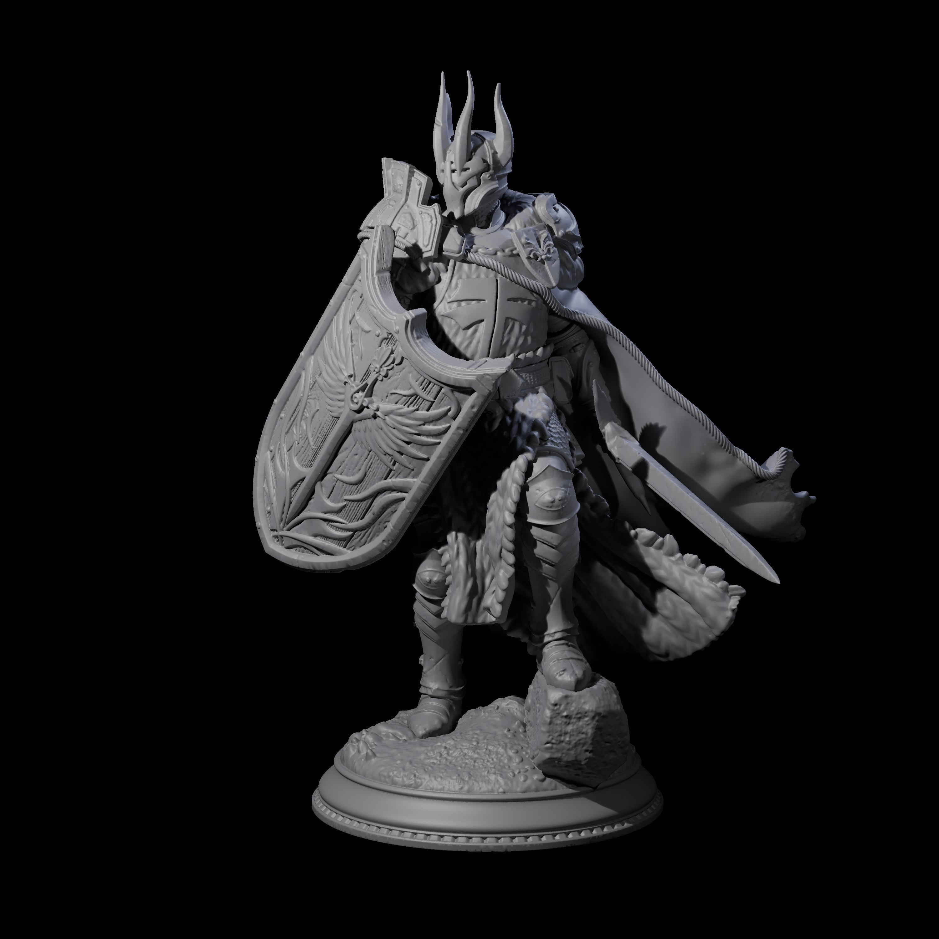 Fully Armoured Black Knight Miniature for Dungeons and Dragons, Pathfinder or other TTRPGs