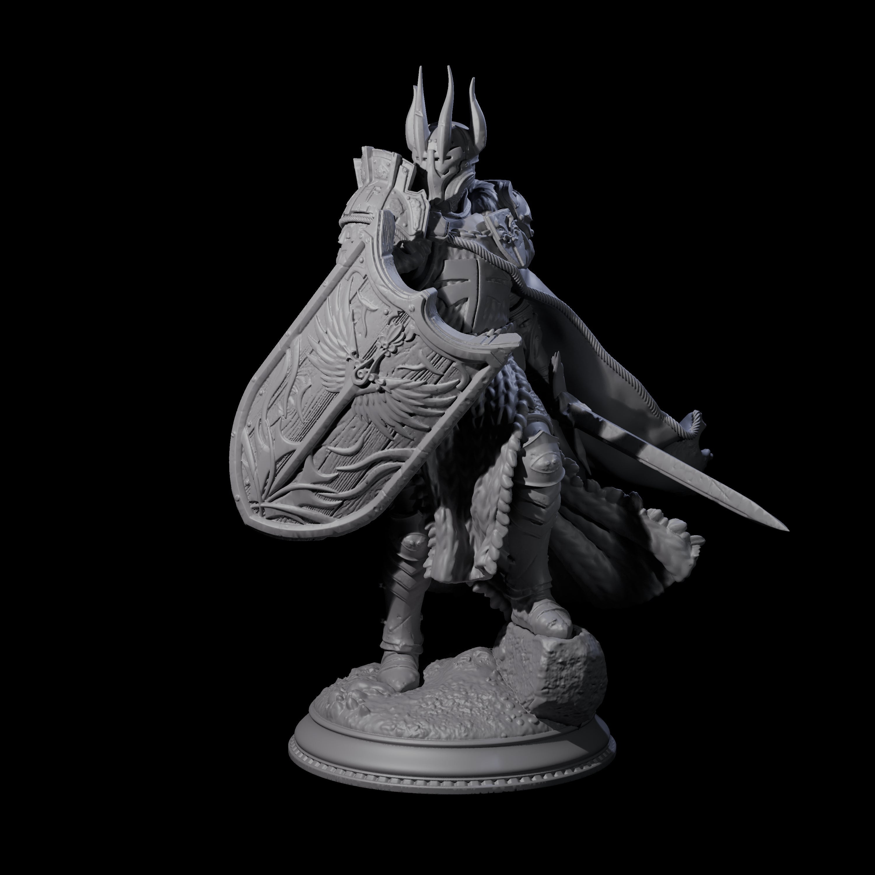 Fully Armoured Black Knight Miniature for Dungeons and Dragons, Pathfinder or other TTRPGs