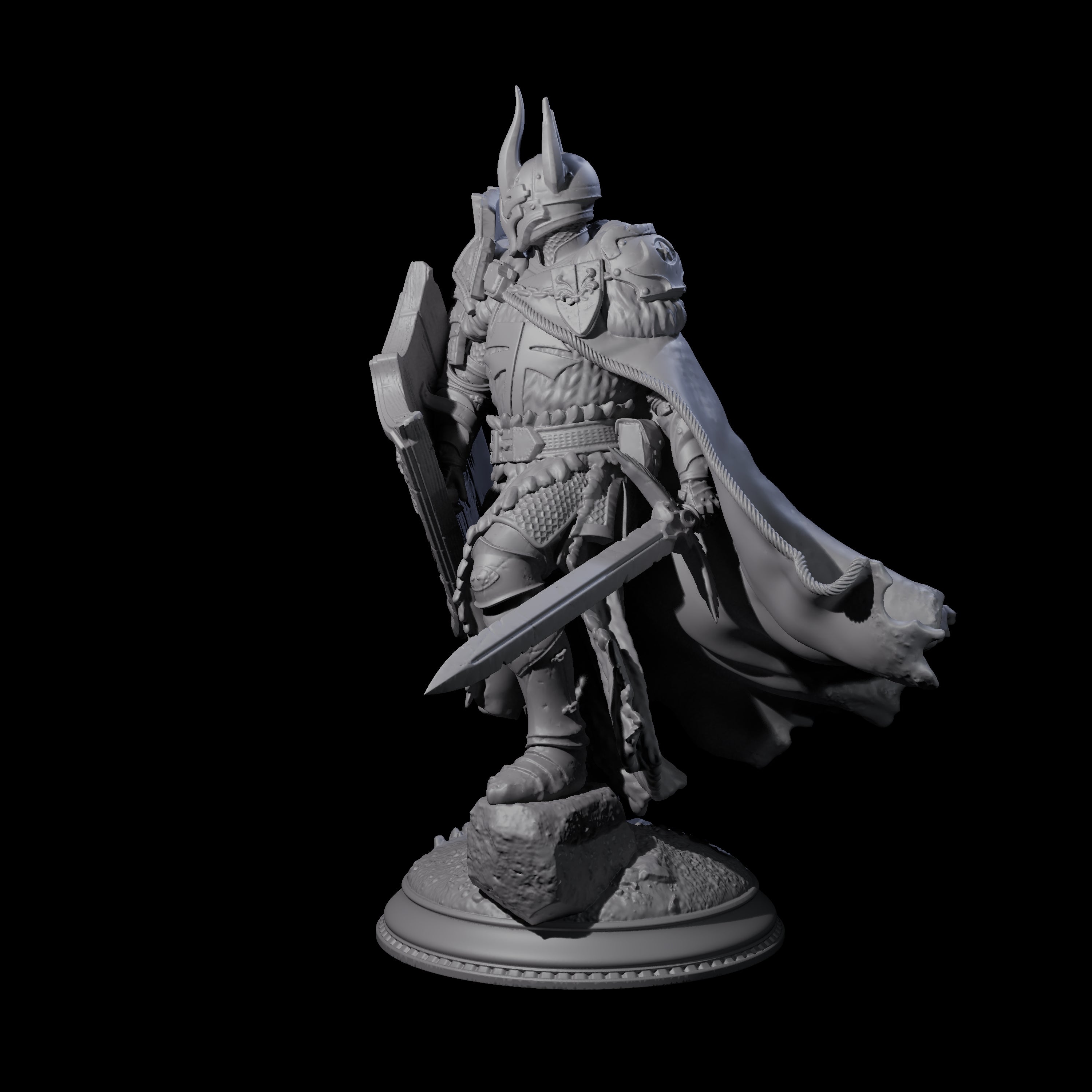 Fully Armoured Black Knight Miniature for Dungeons and Dragons, Pathfinder or other TTRPGs