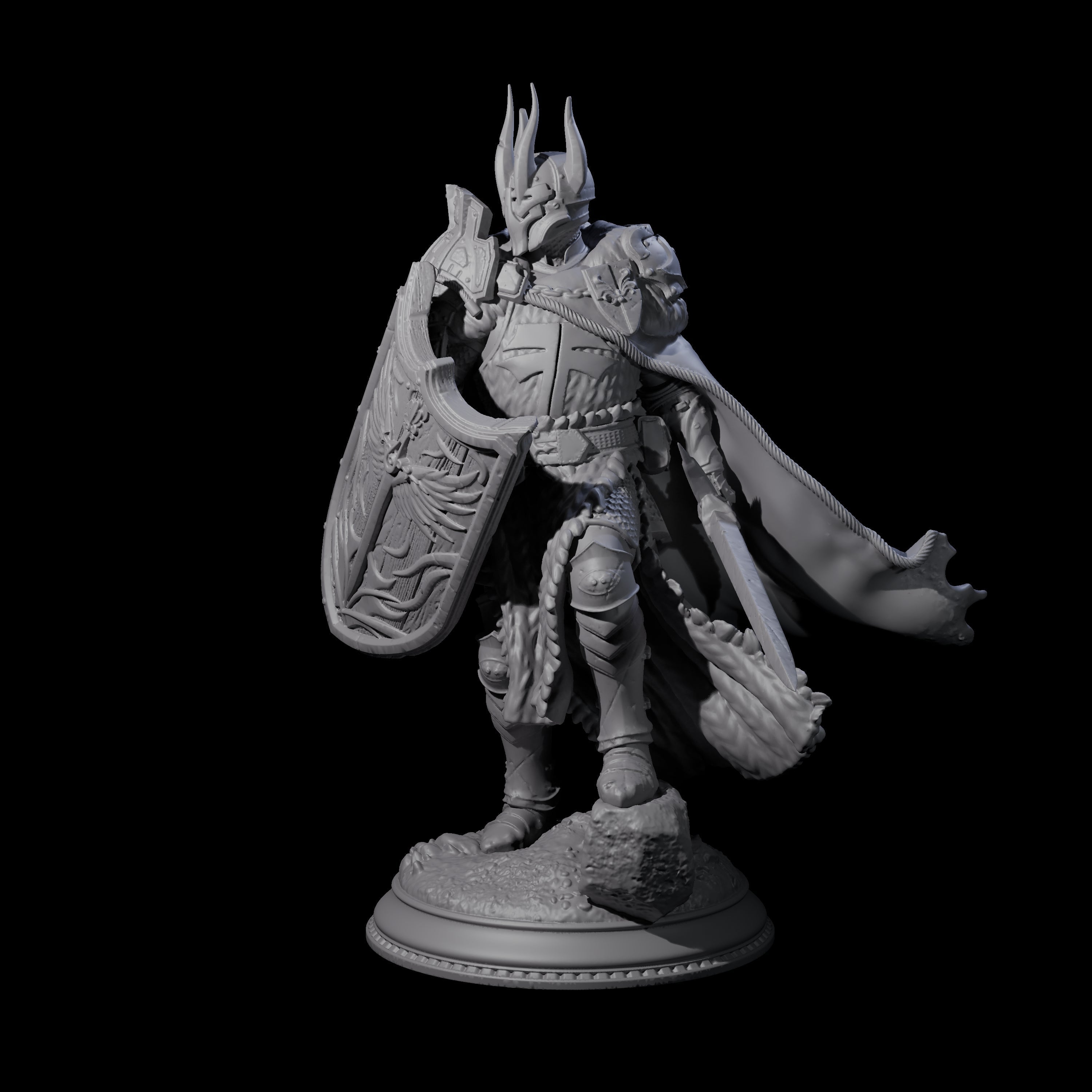 Fully Armoured Black Knight Miniature for Dungeons and Dragons, Pathfinder or other TTRPGs