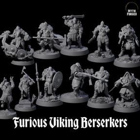 Furious Viking Berserkers Miniature for Dungeons and Dragons, Pathfinder or other TTRPGs