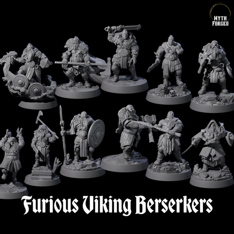 Furious Viking Berserkers Miniature for Dungeons and Dragons, Pathfinder or other TTRPGs