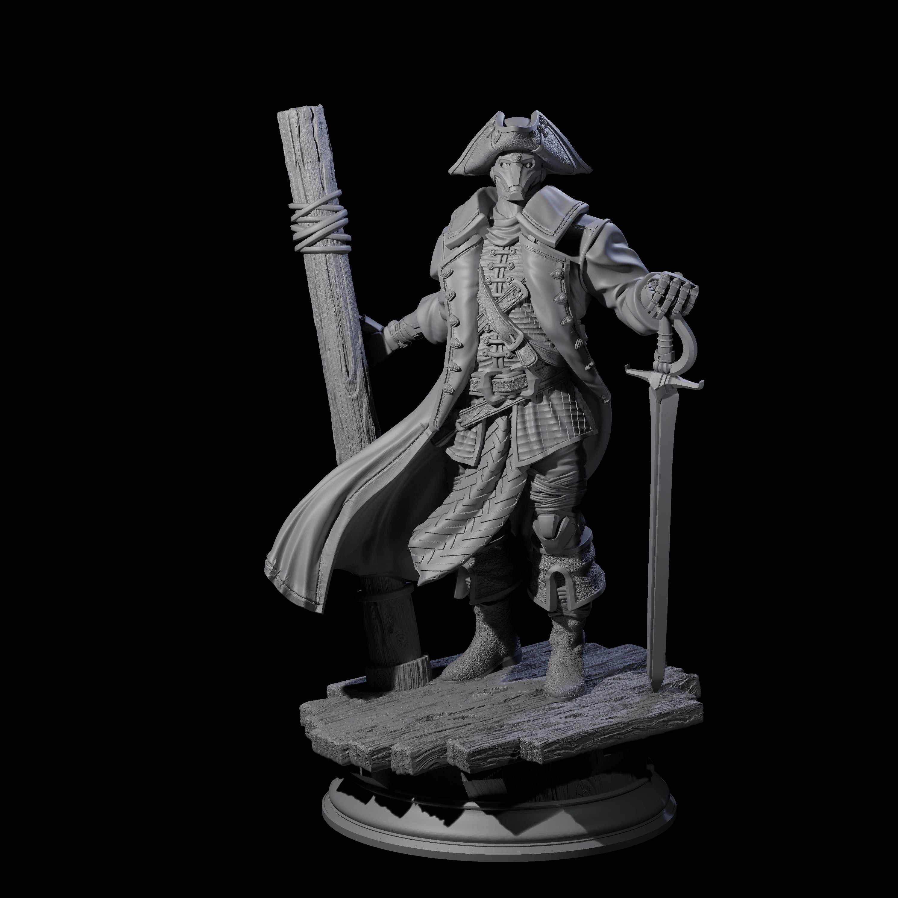 Galant Warforged Pirate Miniature for Dungeons and Dragons, Pathfinder or other TTRPGs