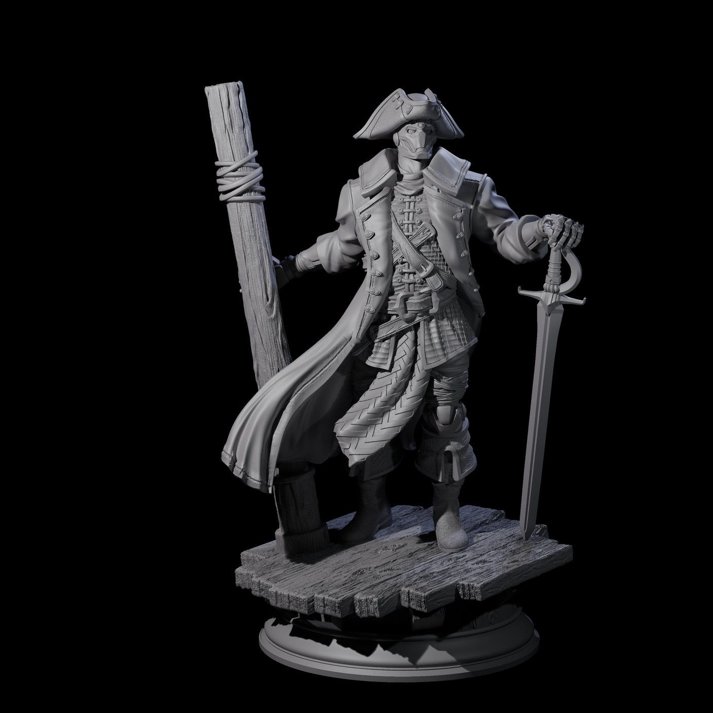 Galant Warforged Pirate Miniature for Dungeons and Dragons, Pathfinder or other TTRPGs