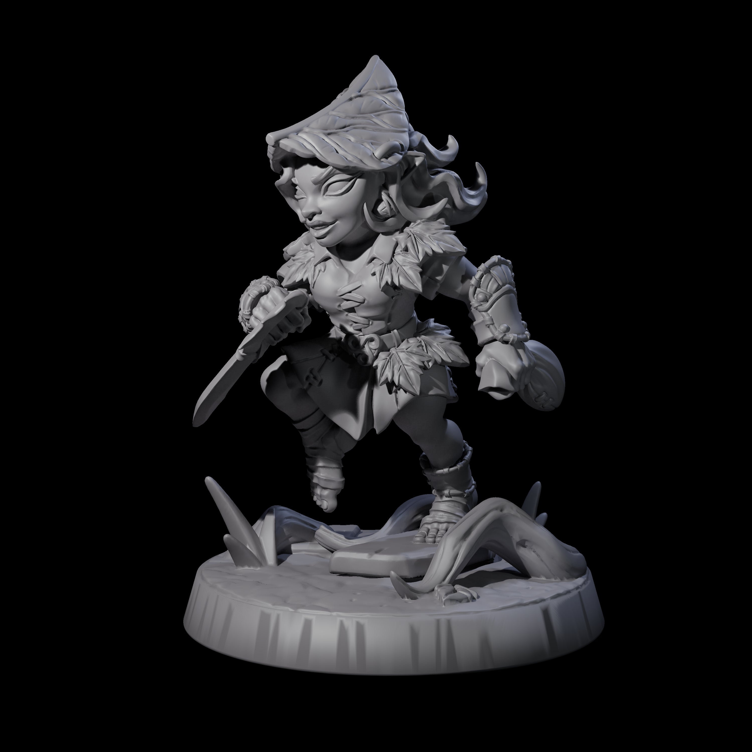 Galavanting Forest Halfling F Miniature for Dungeons and Dragons, Pathfinder or other TTRPGs