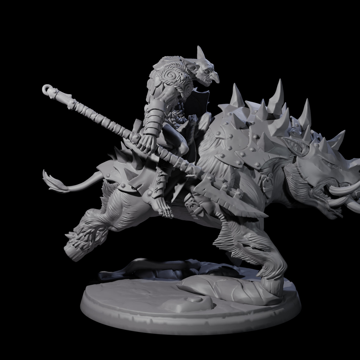 Galloping Hobgoblin Rider B Miniature for Dungeons and Dragons, Pathfinder or other TTRPGs