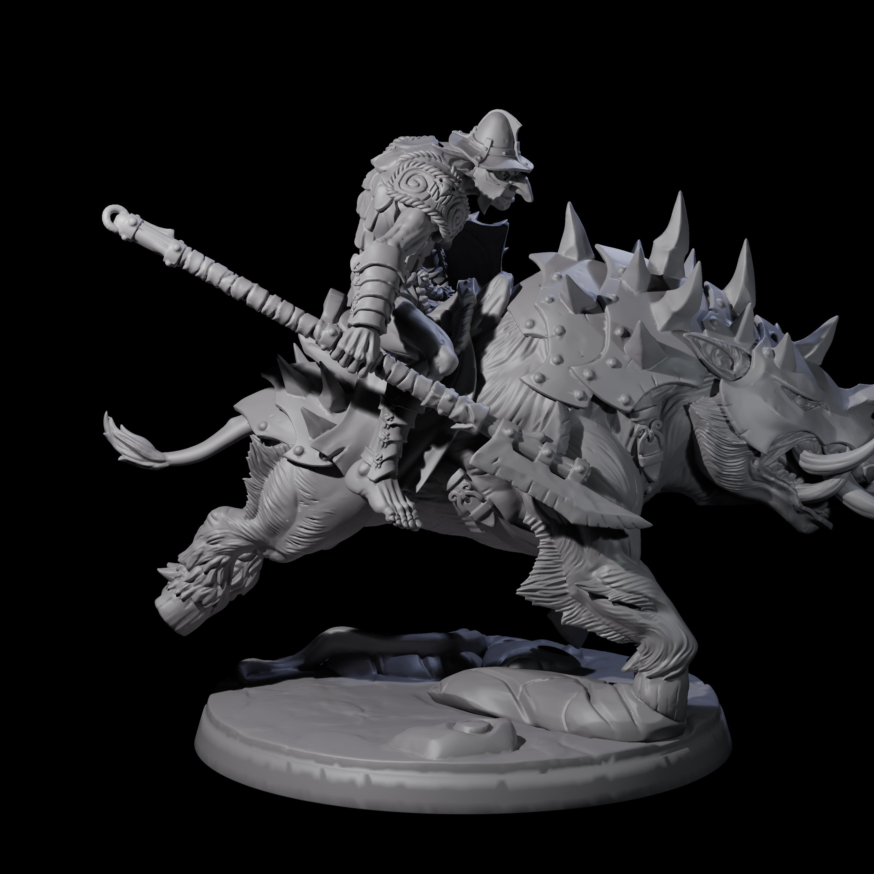 Galloping Hobgoblin Rider B Miniature for Dungeons and Dragons, Pathfinder or other TTRPGs