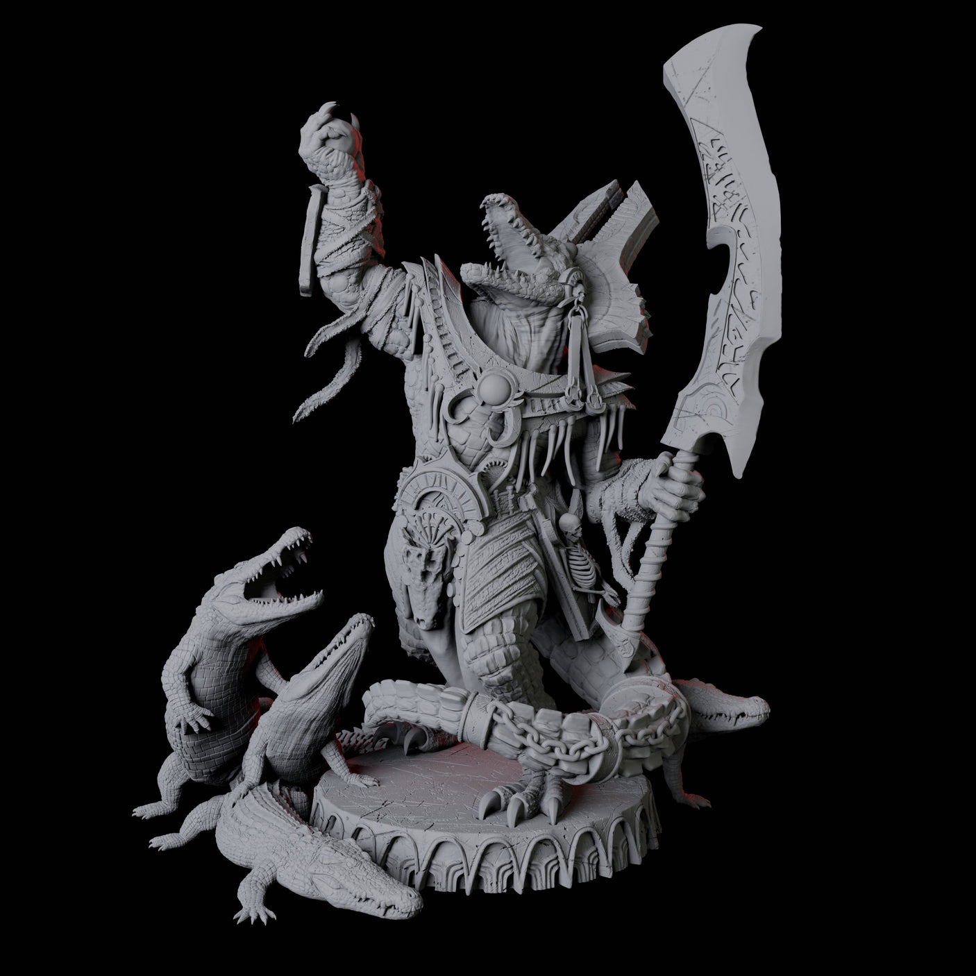 Gargantuan Crocodile Lizardfolk, Avatar of the Dark River Miniature for Dungeons and Dragons, Pathfinder or other TTRPGs