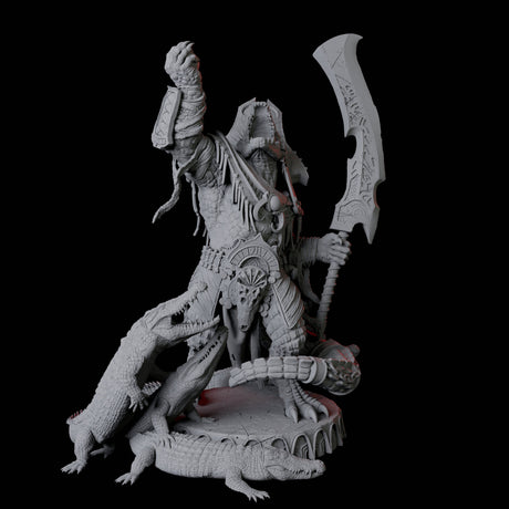 Gargantuan Crocodile Lizardfolk, Avatar of the Dark River Miniature for Dungeons and Dragons, Pathfinder or other TTRPGs