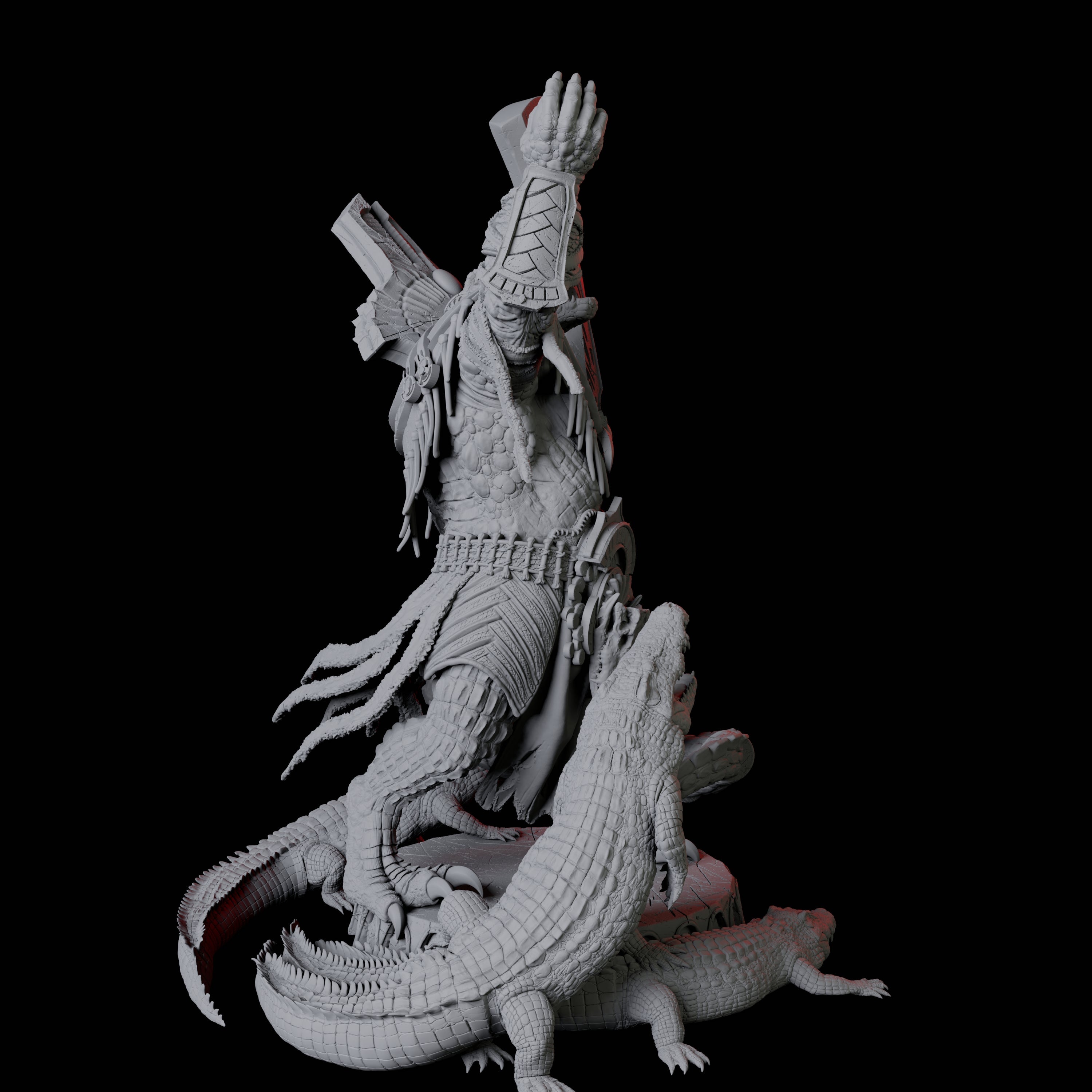 Gargantuan Crocodile Lizardfolk, Avatar of the Dark River Miniature for Dungeons and Dragons, Pathfinder or other TTRPGs