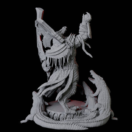 Gargantuan Crocodile Lizardfolk, Avatar of the Dark River Miniature for Dungeons and Dragons, Pathfinder or other TTRPGs