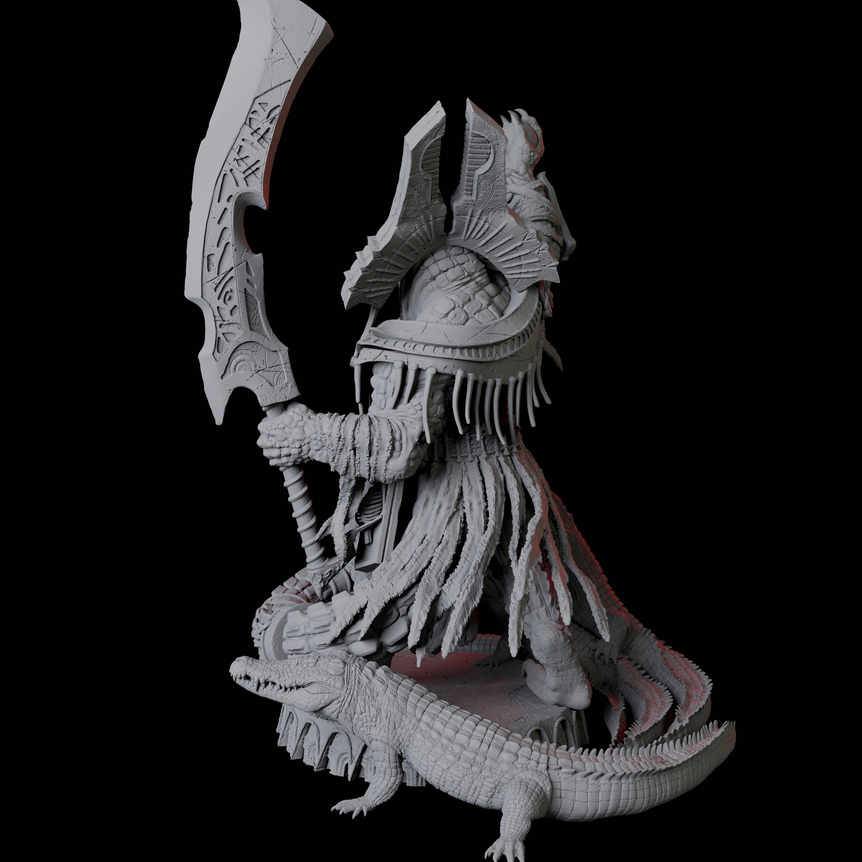 Gargantuan Crocodile Lizardfolk, Avatar of the Dark River Miniature for Dungeons and Dragons, Pathfinder or other TTRPGs