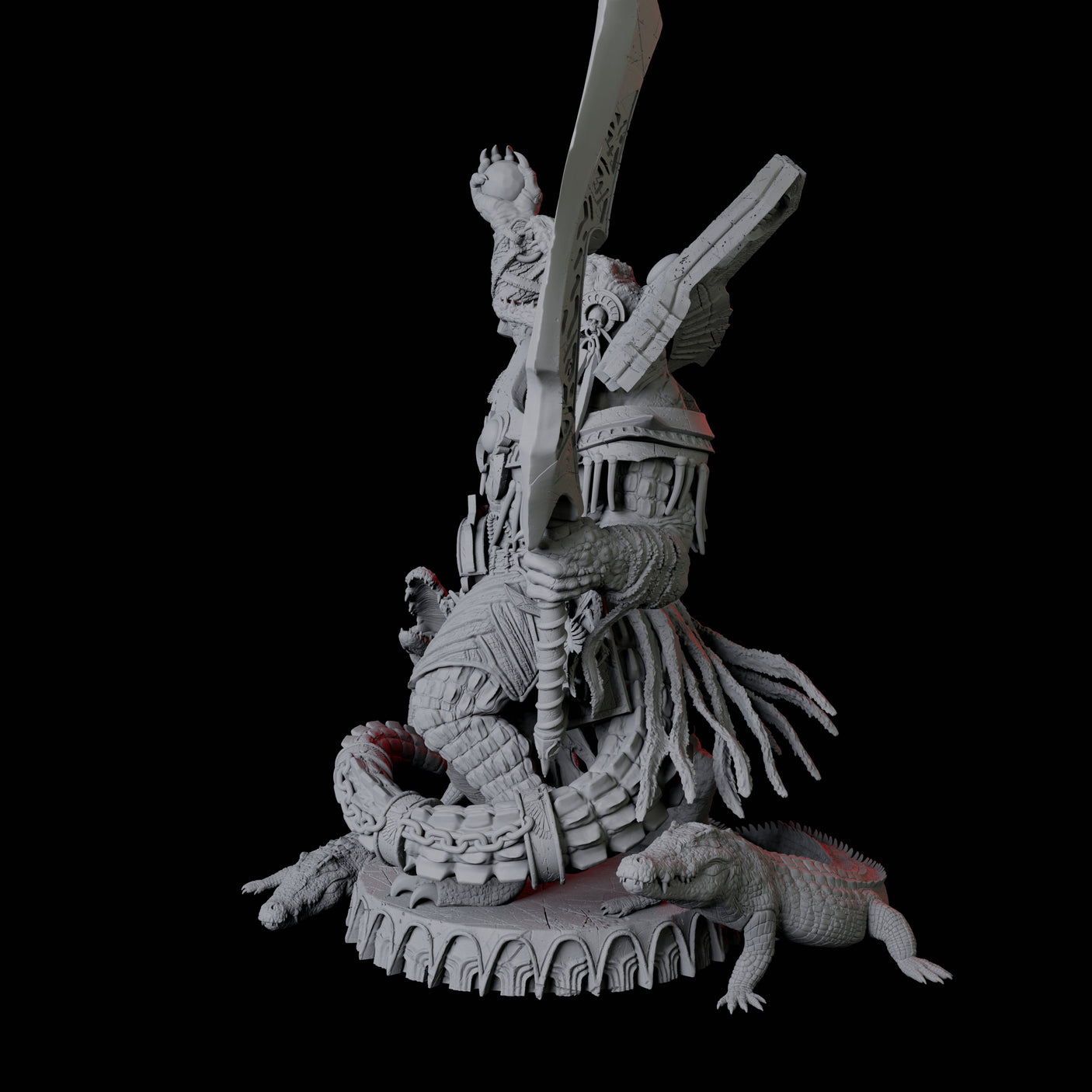 Gargantuan Crocodile Lizardfolk, Avatar of the Dark River Miniature for Dungeons and Dragons, Pathfinder or other TTRPGs