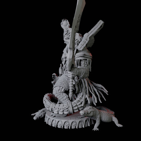 Gargantuan Crocodile Lizardfolk, Avatar of the Dark River Miniature for Dungeons and Dragons, Pathfinder or other TTRPGs