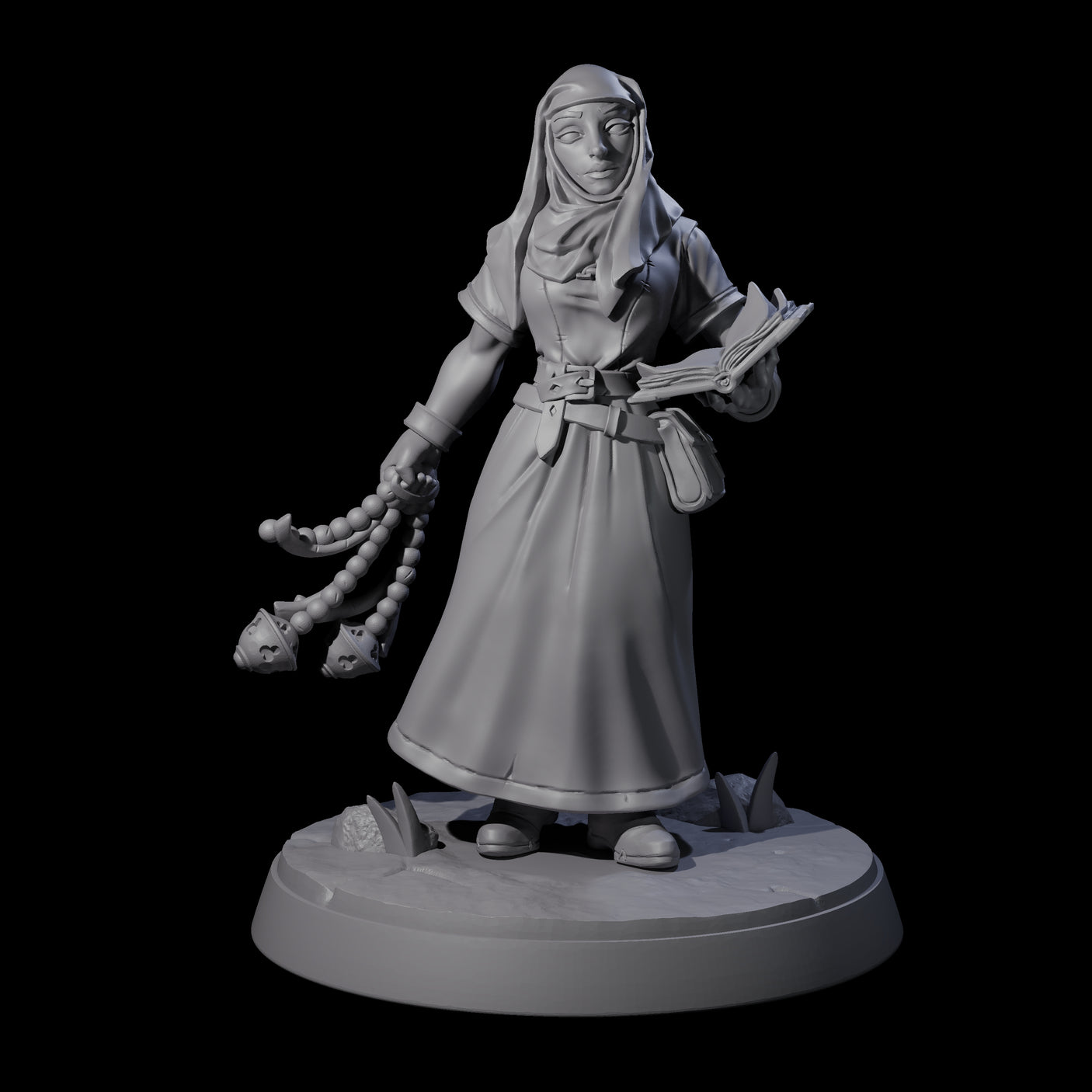 Gentle Reading Nun Miniature for Dungeons and Dragons, Pathfinder or other TTRPGs