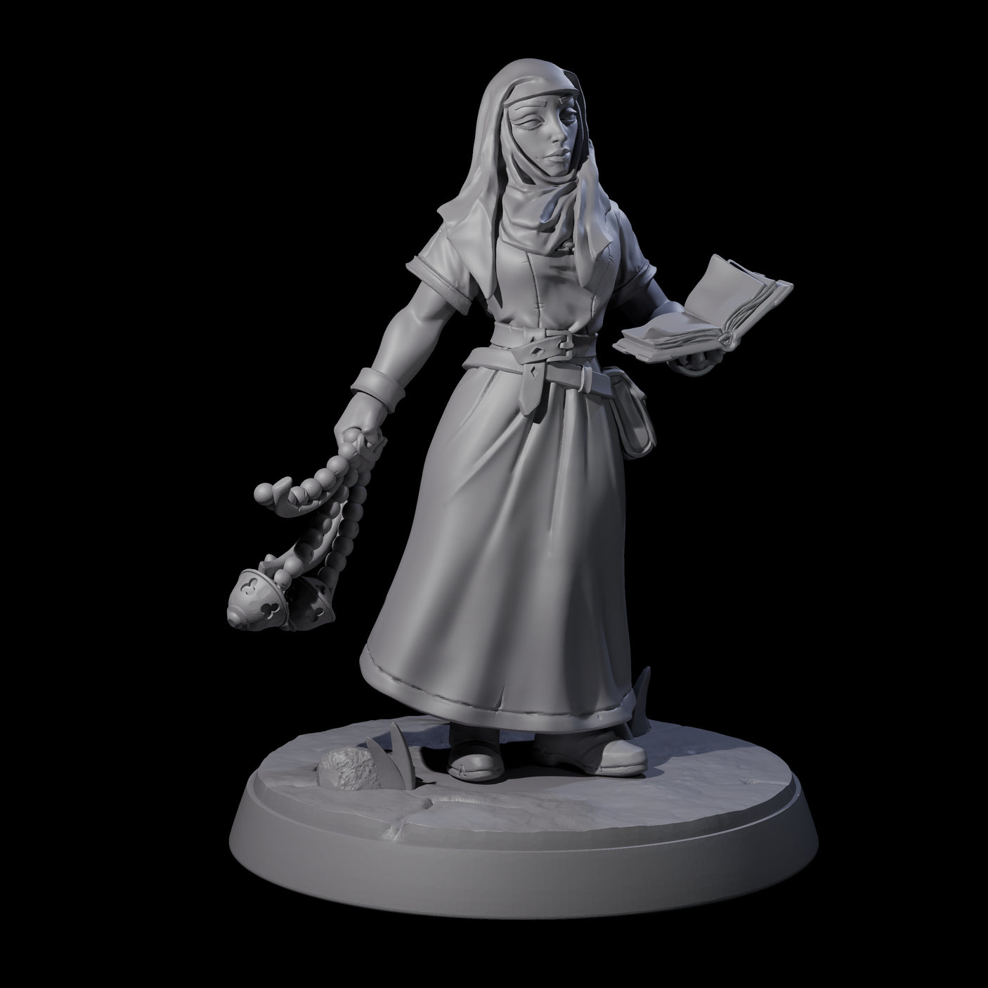 Gentle Reading Nun Miniature for Dungeons and Dragons, Pathfinder or other TTRPGs