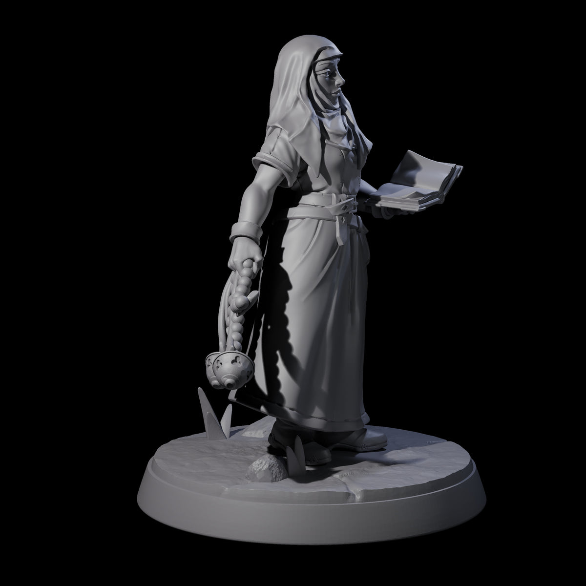 Gentle Reading Nun Miniature for Dungeons and Dragons, Pathfinder or other TTRPGs