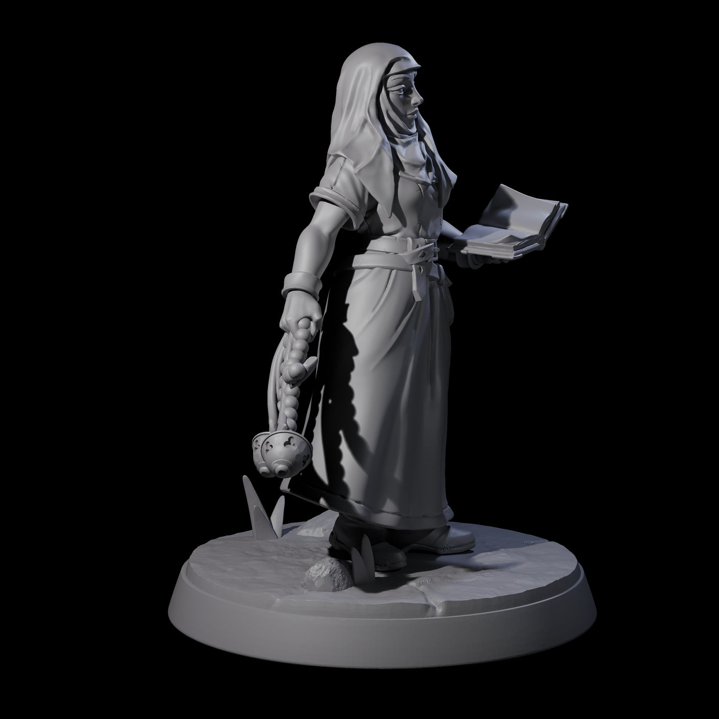 Gentle Reading Nun Miniature for Dungeons and Dragons, Pathfinder or other TTRPGs