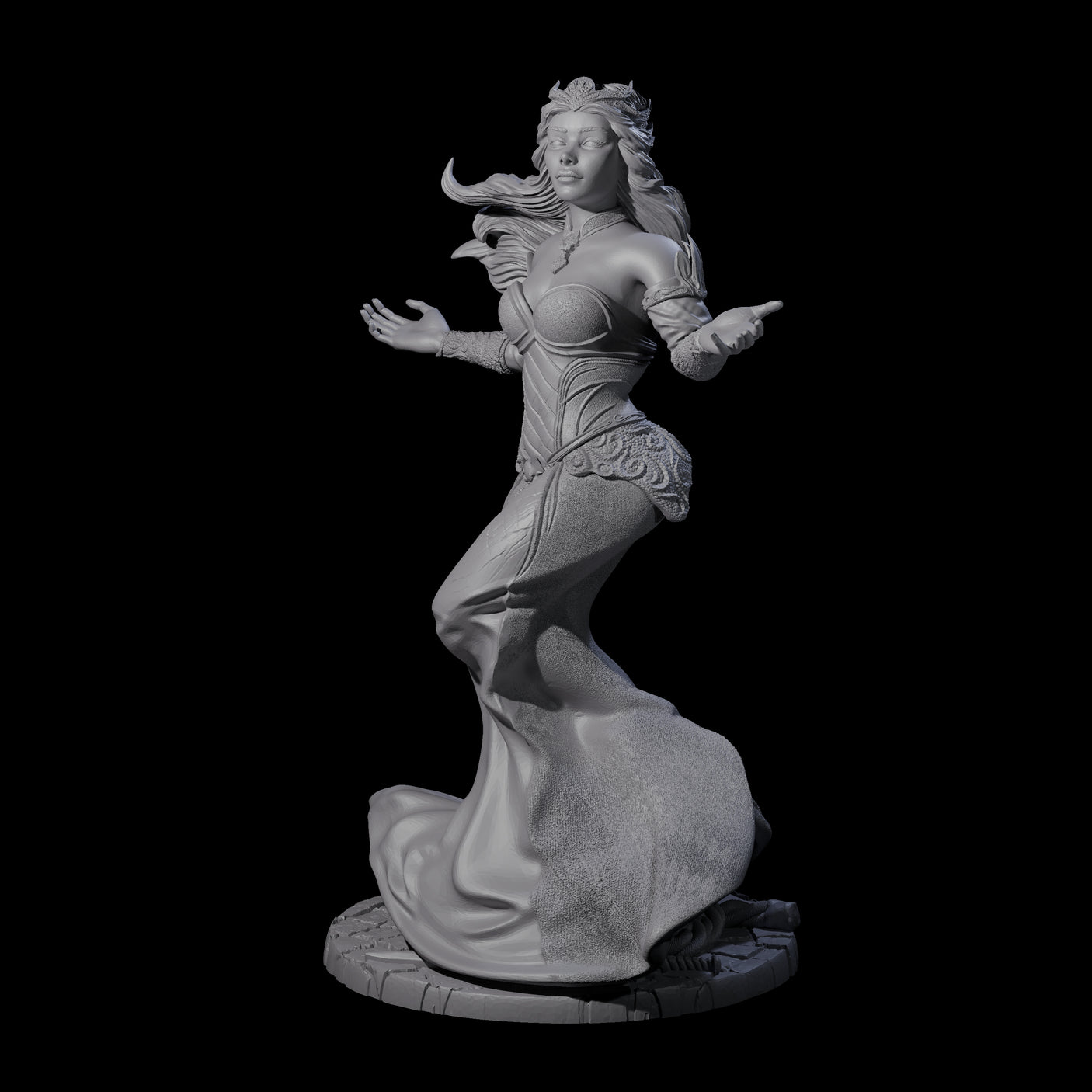 Gesturing Regal Queen Miniature for Dungeons and Dragons, Pathfinder or other TTRPGs