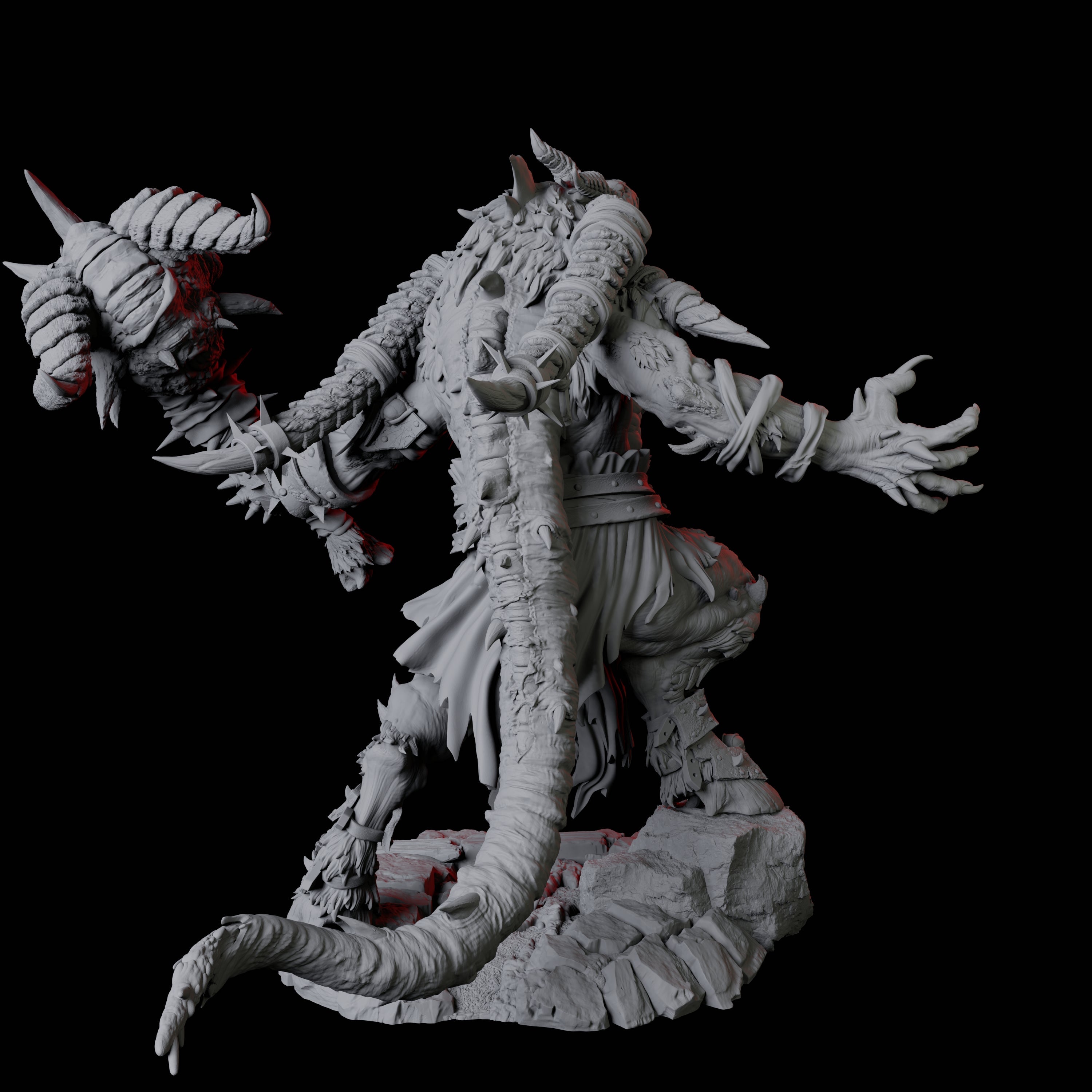 Giant Ratfolk Barbarian B Miniature for Dungeons and Dragons, Pathfinder or other TTRPGs