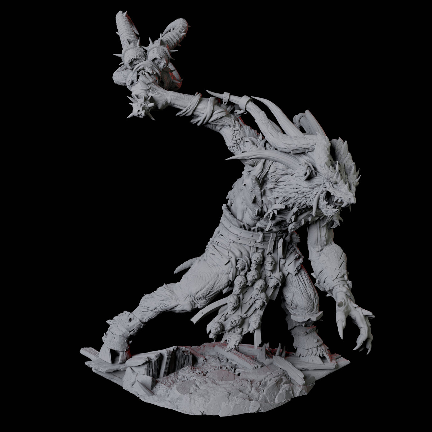 Giant Ratfolk Barbarian C Miniature for Dungeons and Dragons, Pathfinder or other TTRPGs