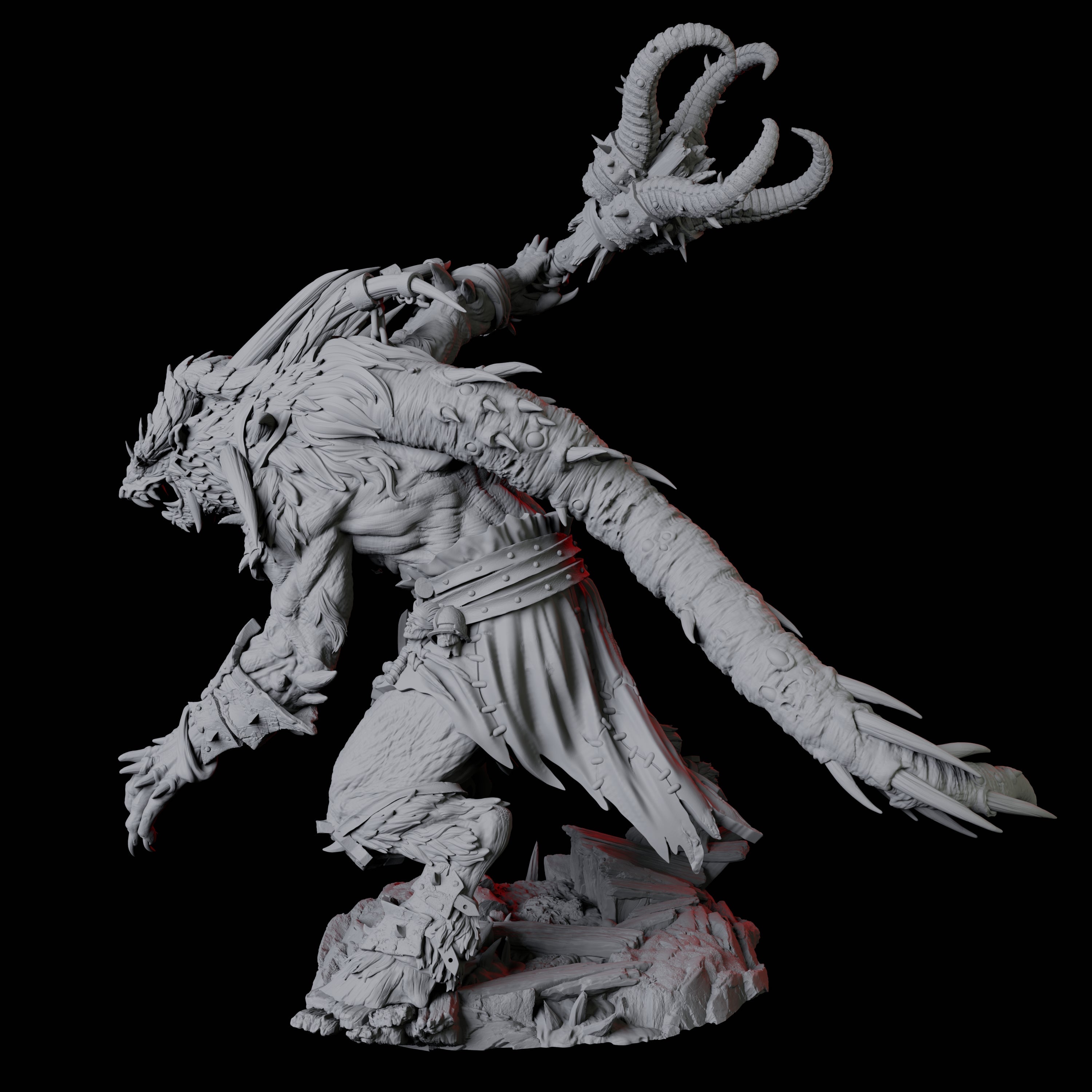 Giant Ratfolk Barbarian C Miniature for Dungeons and Dragons, Pathfinder or other TTRPGs