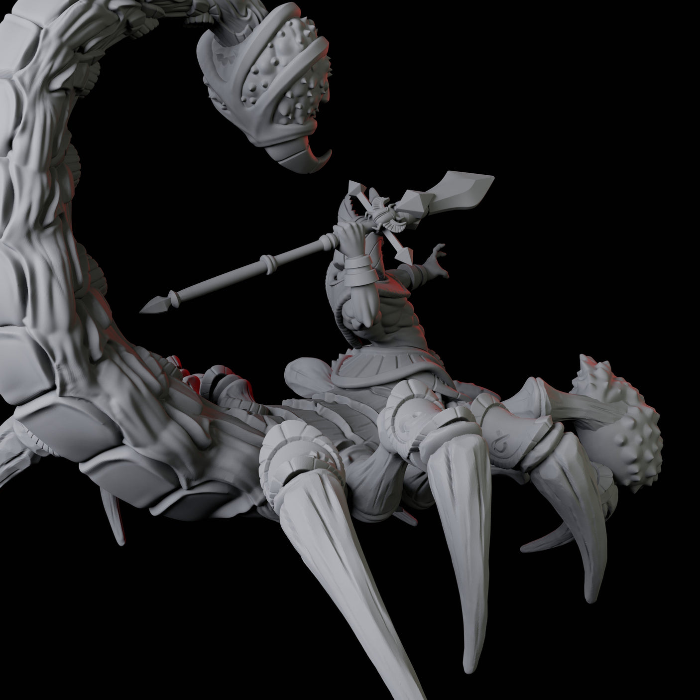 Giant Scorpion Mounted Warrior B Miniature for Dungeons and Dragons, Pathfinder or other TTRPGs