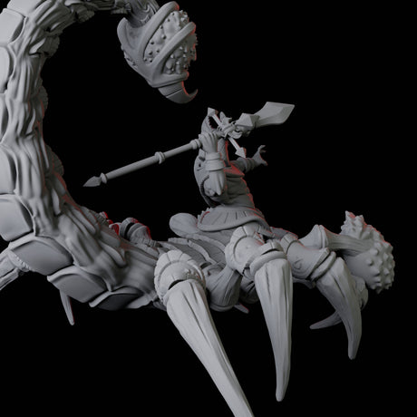 Giant Scorpion Mounted Warrior B Miniature for Dungeons and Dragons, Pathfinder or other TTRPGs