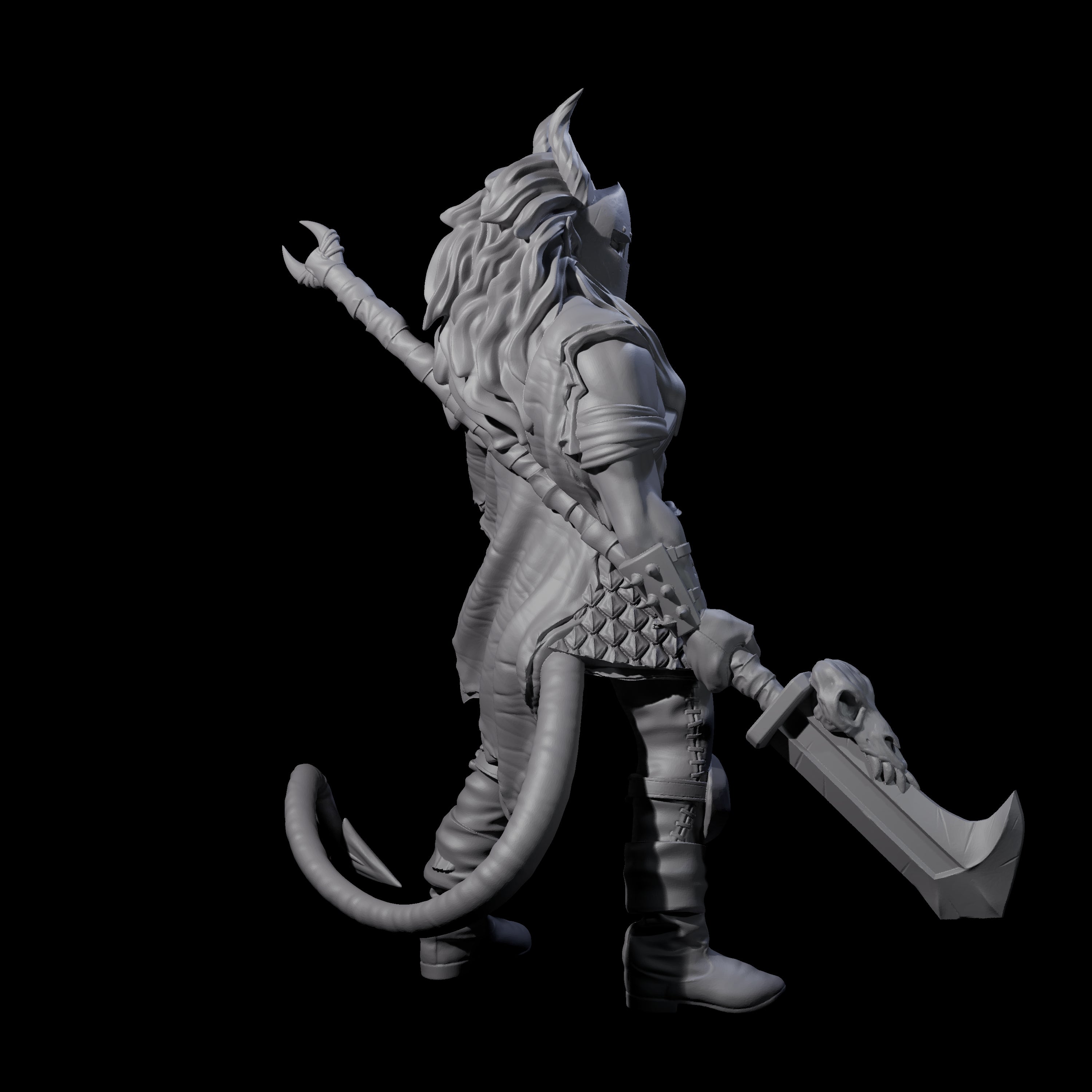 Glaived Up Tiefling Barbarian Miniature for Dungeons and Dragons, Pathfinder or other TTRPGs