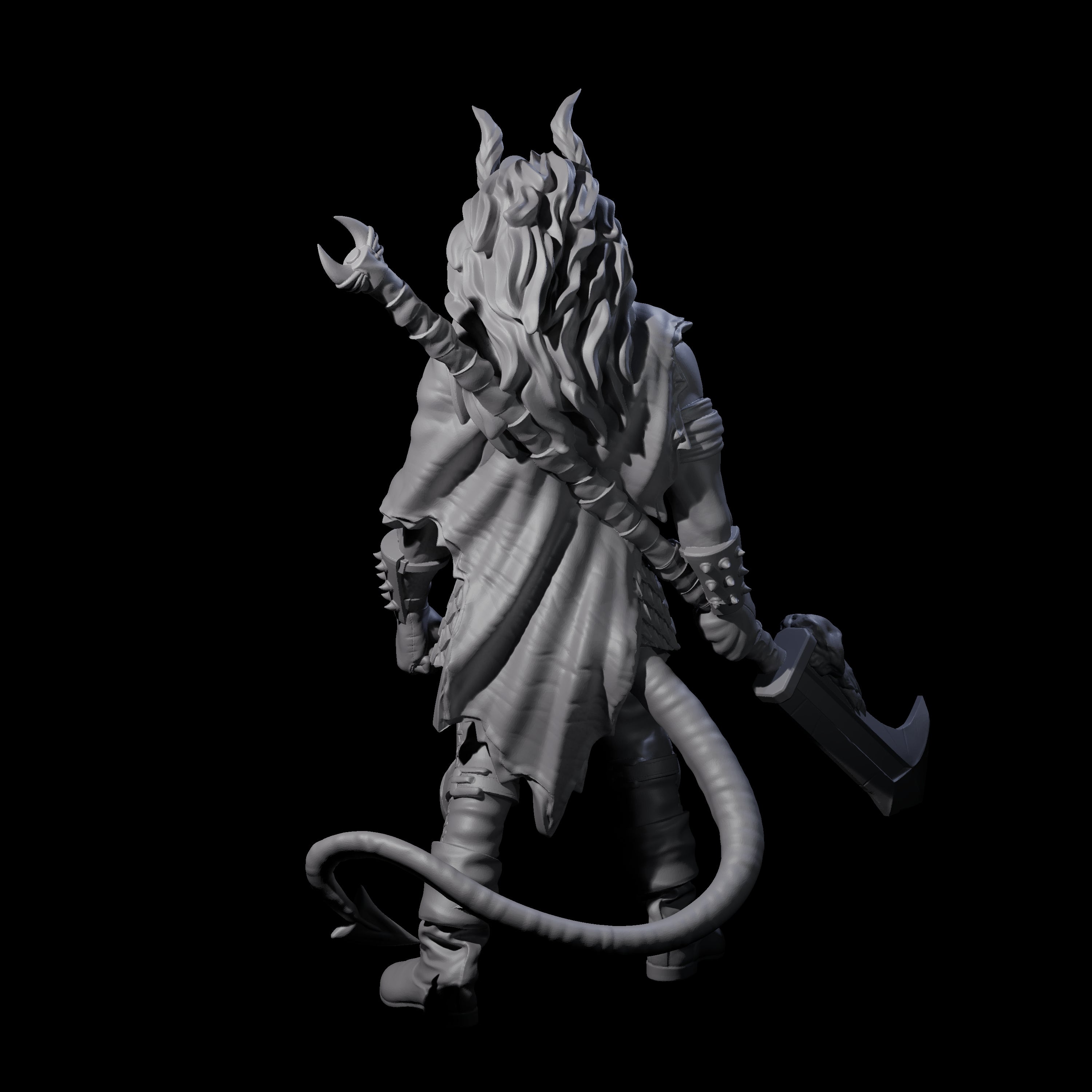 Glaived Up Tiefling Barbarian Miniature for Dungeons and Dragons, Pathfinder or other TTRPGs