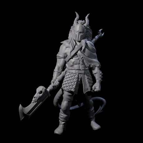 Glaived Up Tiefling Barbarian Miniature for Dungeons and Dragons, Pathfinder or other TTRPGs