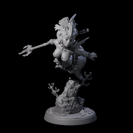 Gliding Merfolk Pin-up Miniature for Dungeons and Dragons, Pathfinder or other TTRPGs