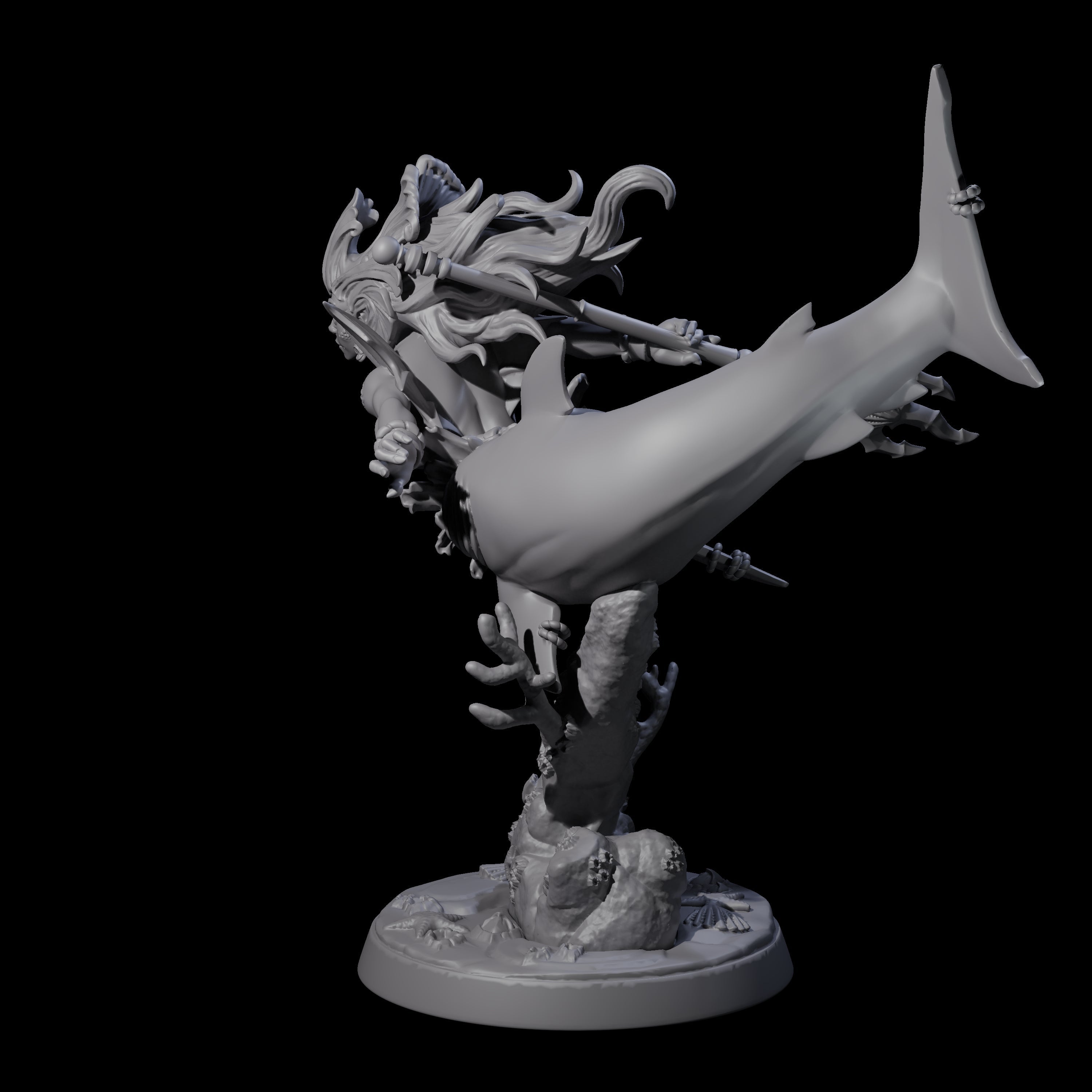 Gliding Merfolk Pin-up Miniature for Dungeons and Dragons, Pathfinder or other TTRPGs