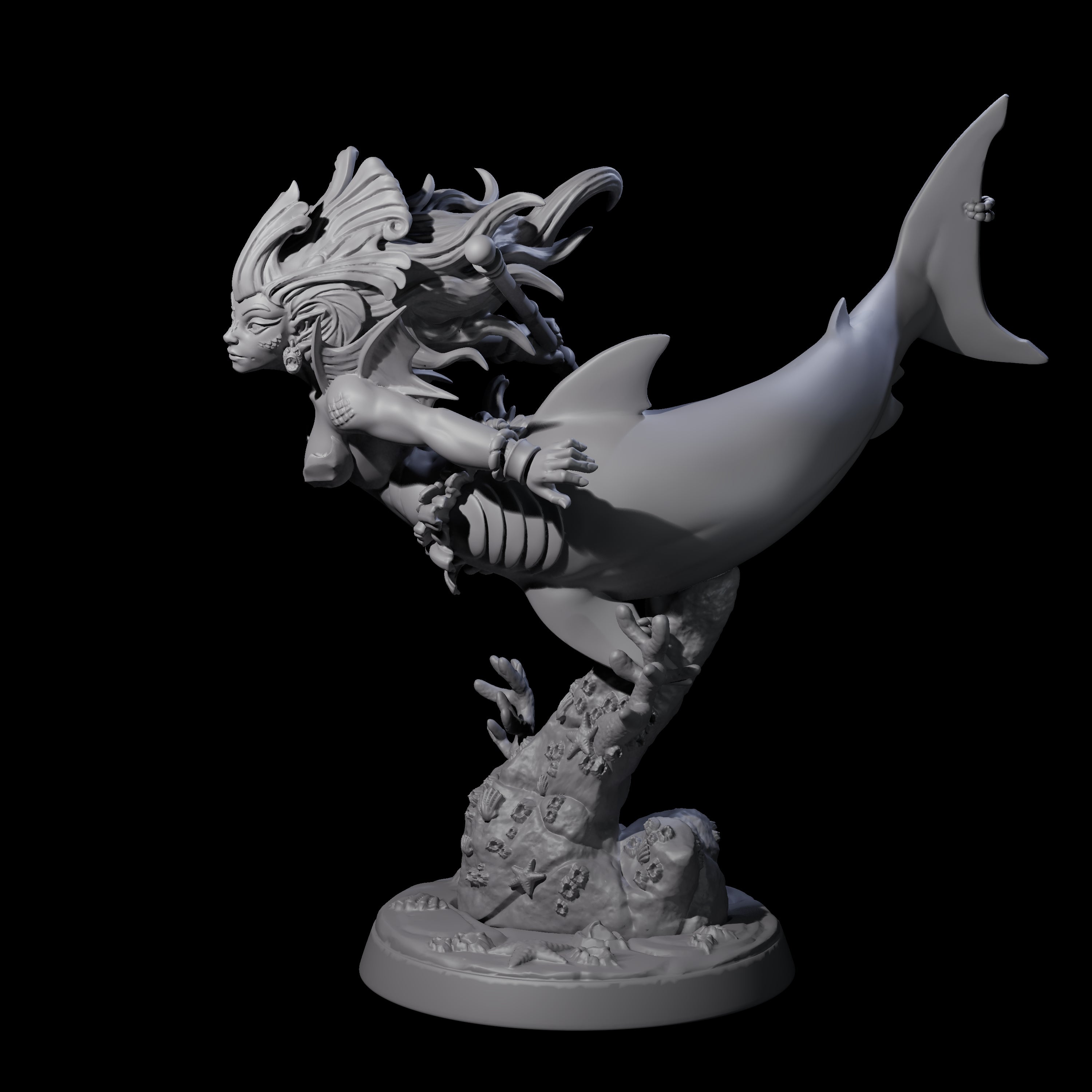 Gliding Merfolk Pin-up Miniature for Dungeons and Dragons, Pathfinder or other TTRPGs