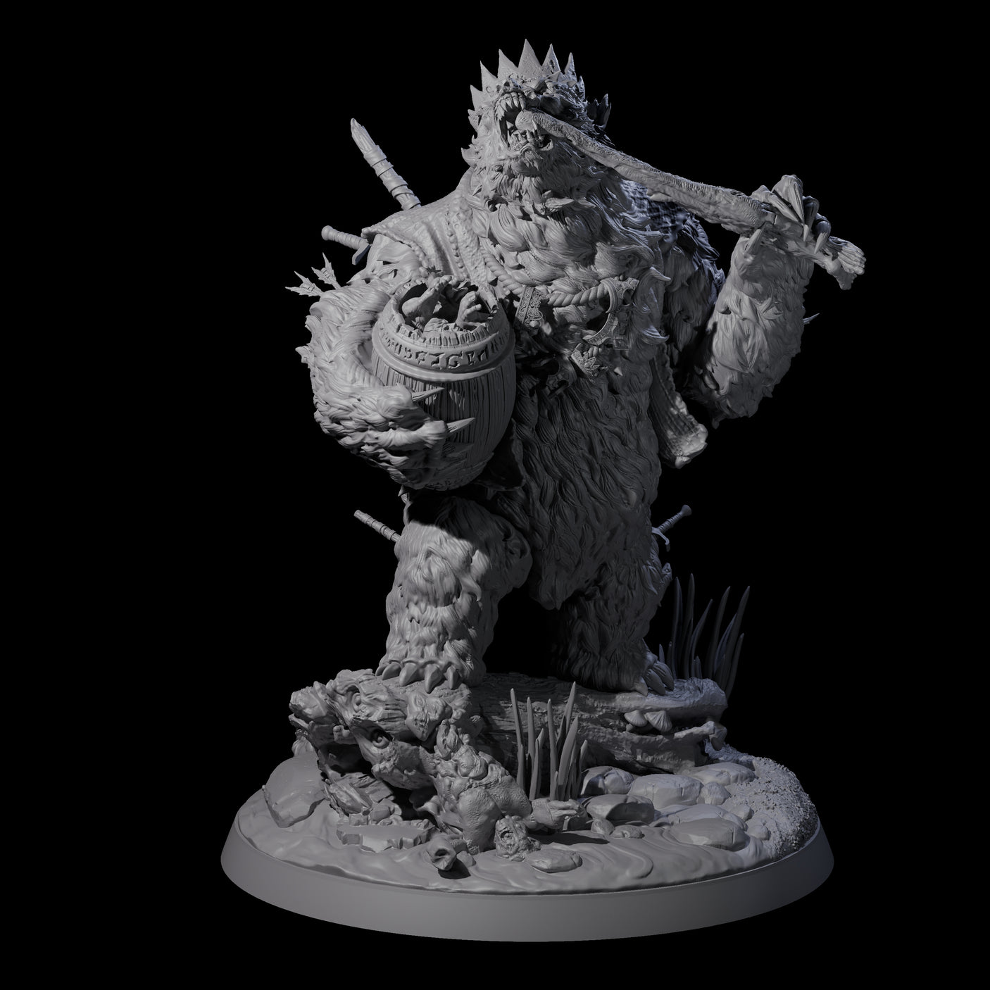 Gnawing King of the Forest Bear Miniature for Dungeons and Dragons, Pathfinder or other TTRPGs