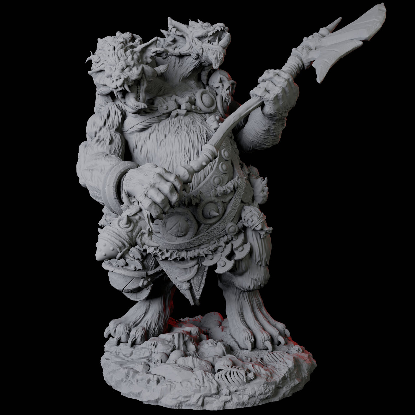 Gnoll Ettin A Miniature for Dungeons and Dragons, Pathfinder or other TTRPGs