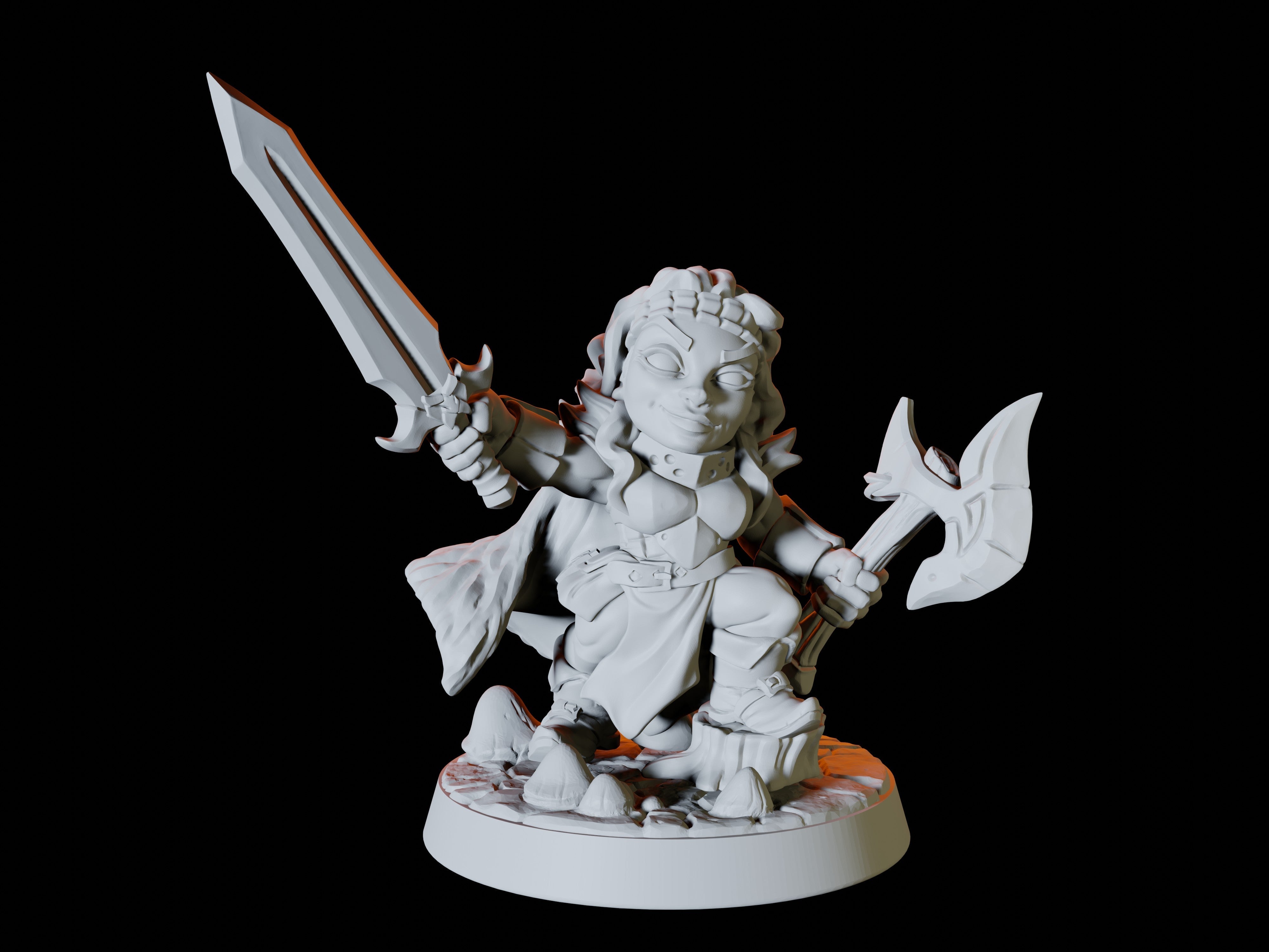 Gnome Female Fighter Miniature for Dungeons and Dragons - Myth Forged